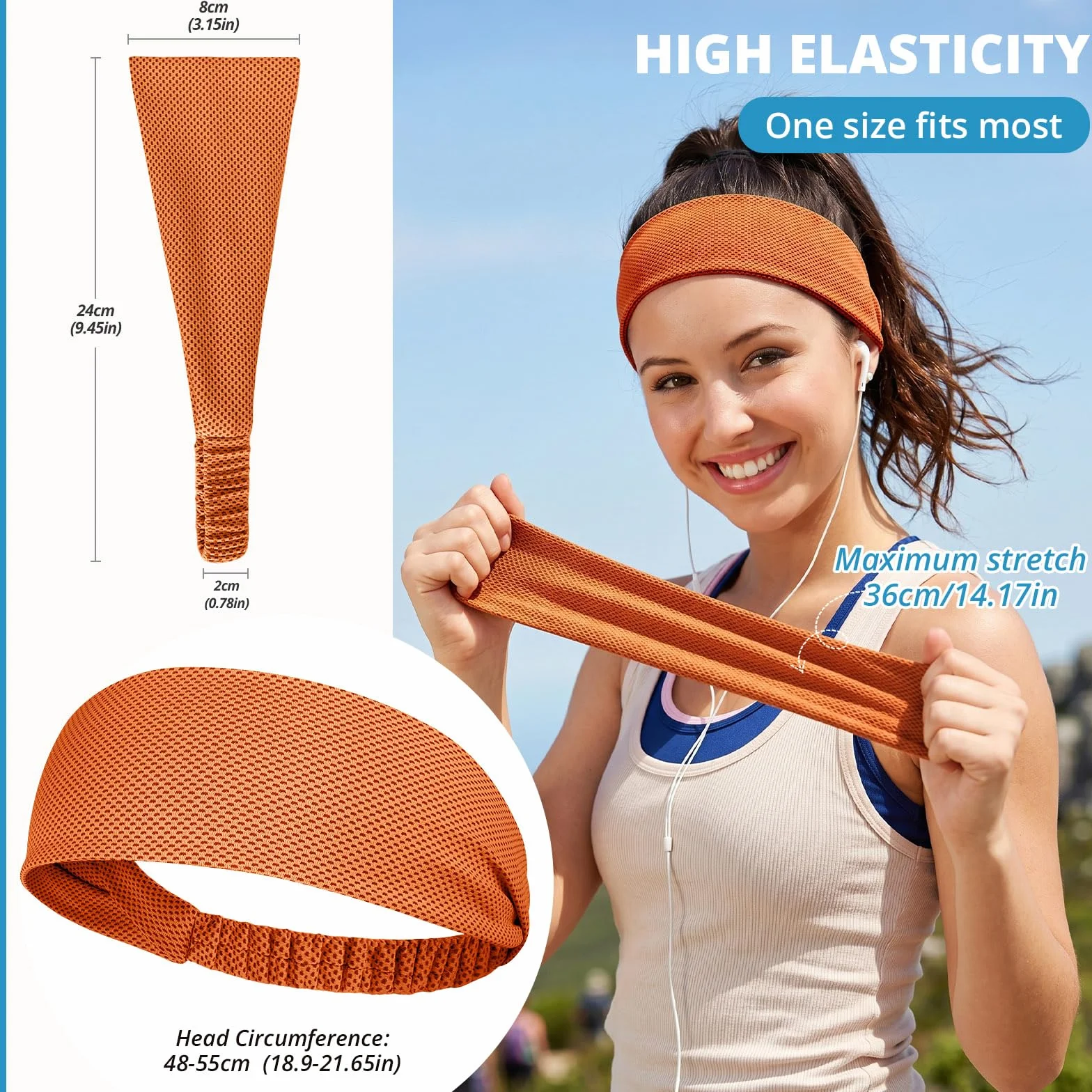 Bandeau Cheveux Femme Refroidissement Sport 4 Pièces Bandeaux Élastiques Antidérapant Absorbant Transpiration Respirant Yoga Running Fitness Cyclisme