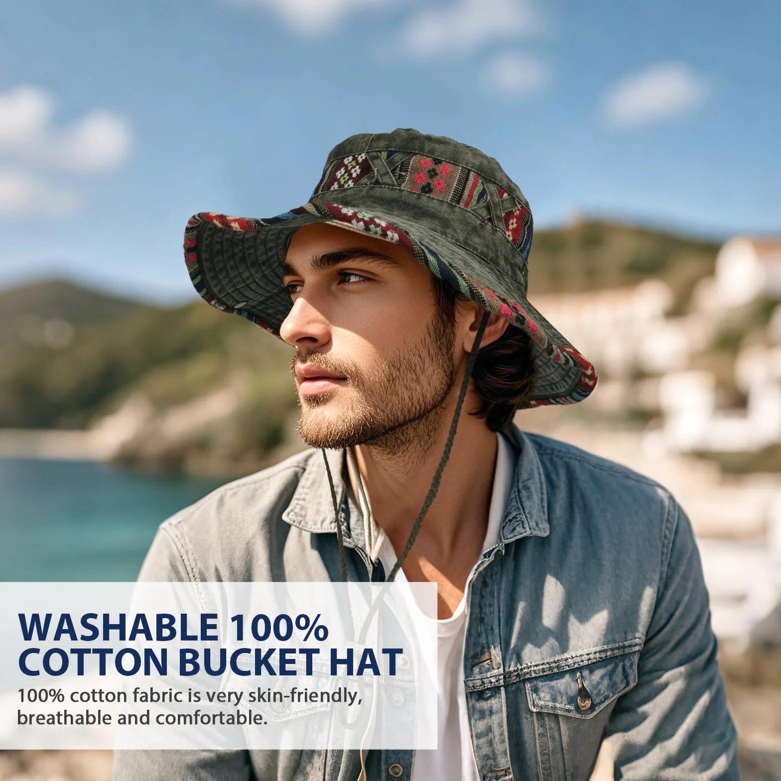 Chapeau Boonie en Denim Coton UPF 50+ Pliable Homme Femme