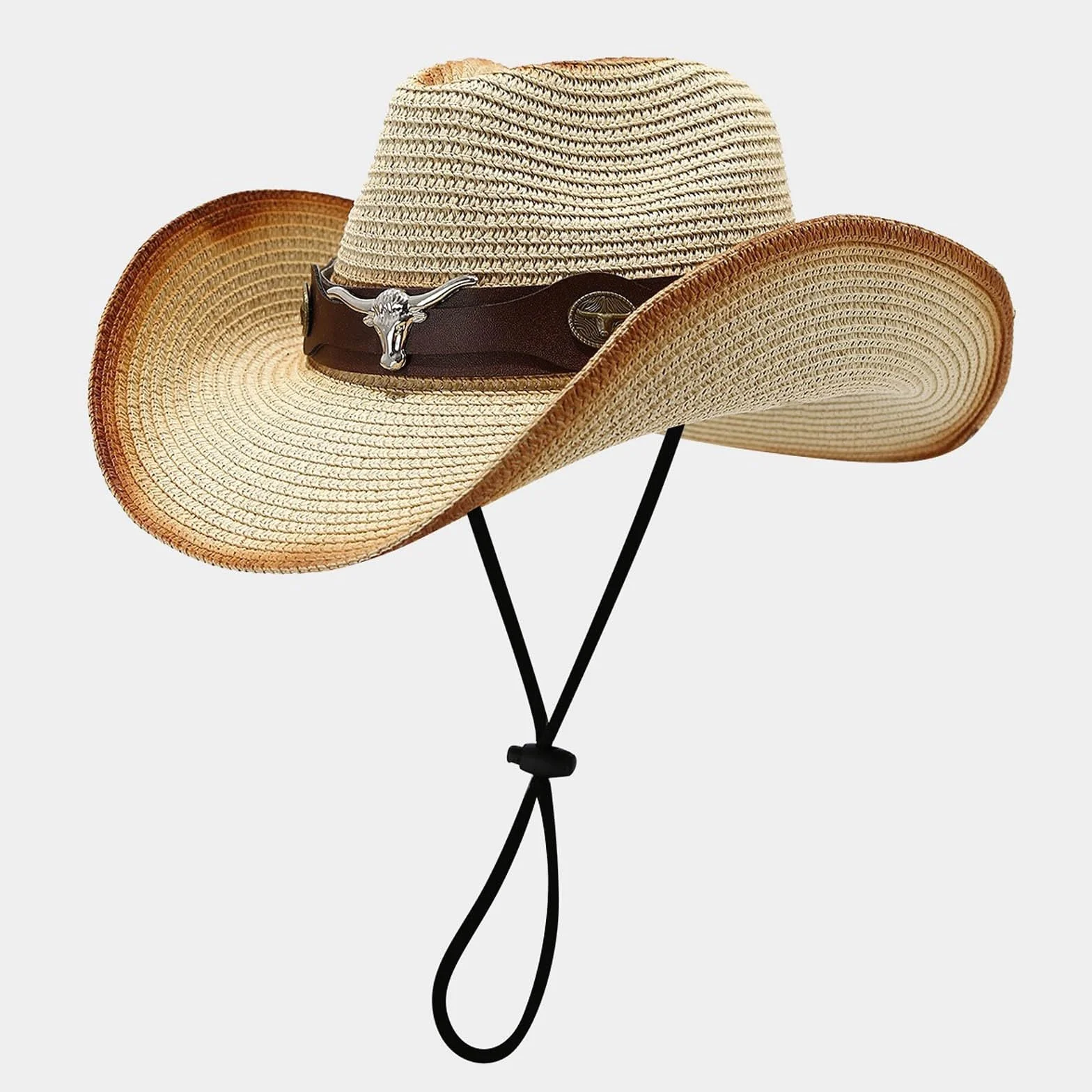 Chapeau de cowgirl en paille tressé respirant unisexe pour extérieur loisirs