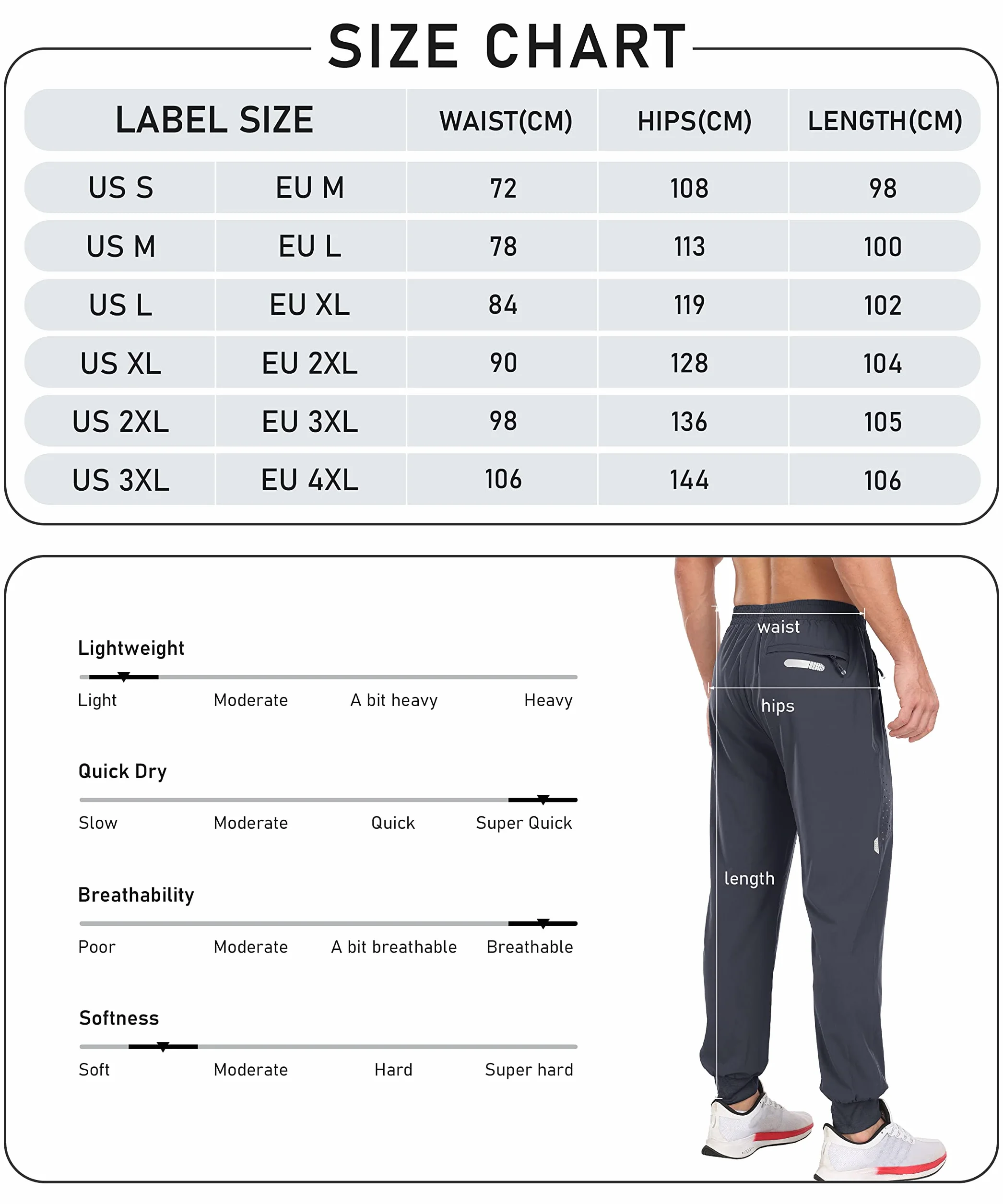 MoFiz Pantalon de Jogging Homme Léger Sport Séchage Rapide avec Poches Zippées