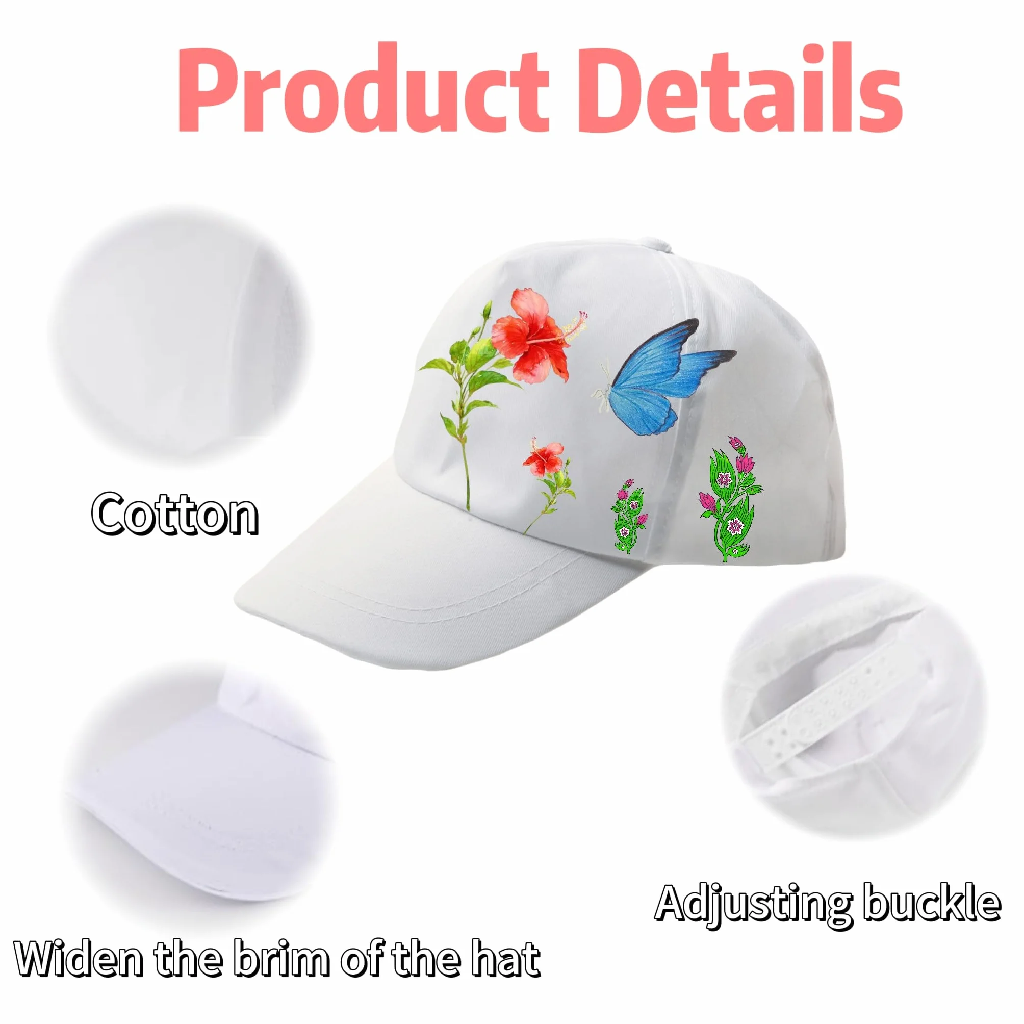 Lot de 10 Casquettes de Baseball Blanches, Kit DIY pour Enfants et Adultes