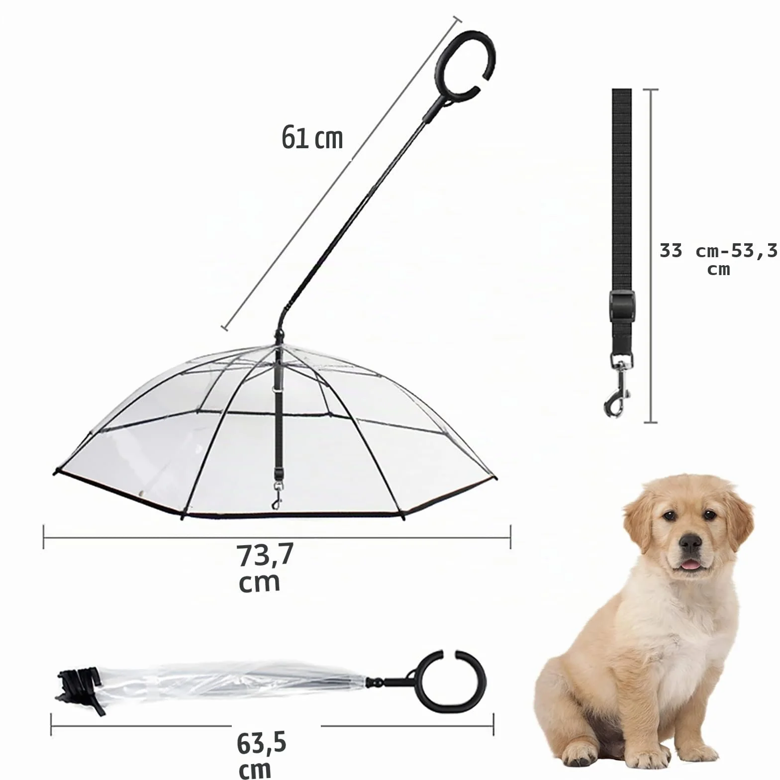 Parapluie imperméable pour chien laisse réglable neige promenade