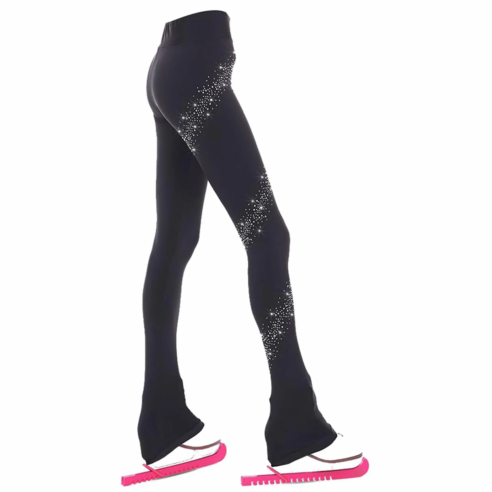 Collants de patinage artistique chauds avec strass pour femmes et filles