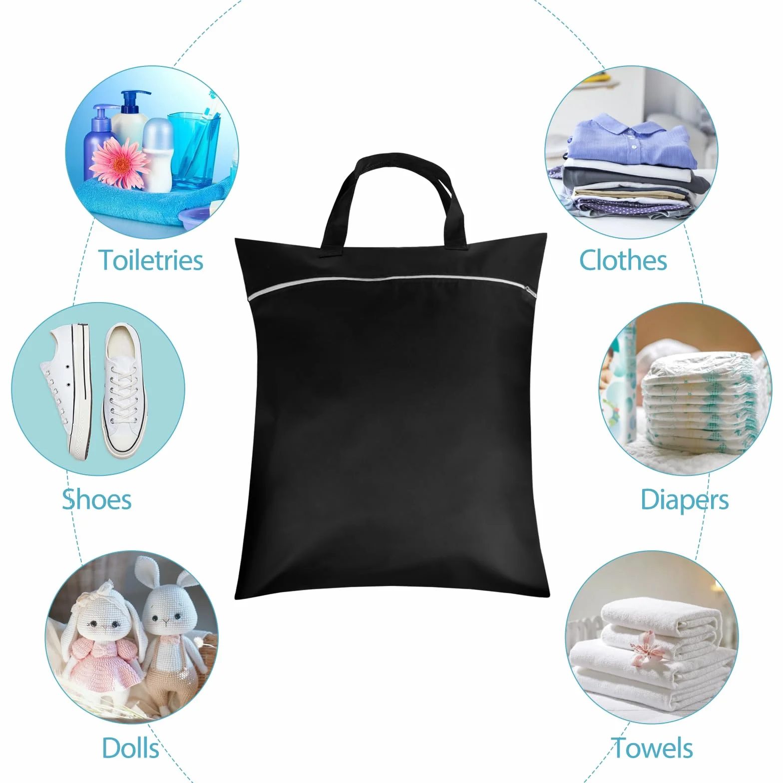Sac a Linge Sale Voyage Impermeable 45x57 cm Pliable pour Vetements Mouilles Maillots de Bain Voyage Sport Gym