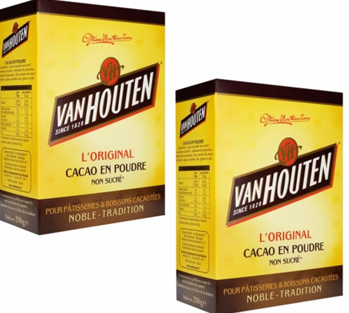 Cacao Brut Non Sucré Van Houten - L'Étui 250 g - Lot de 2