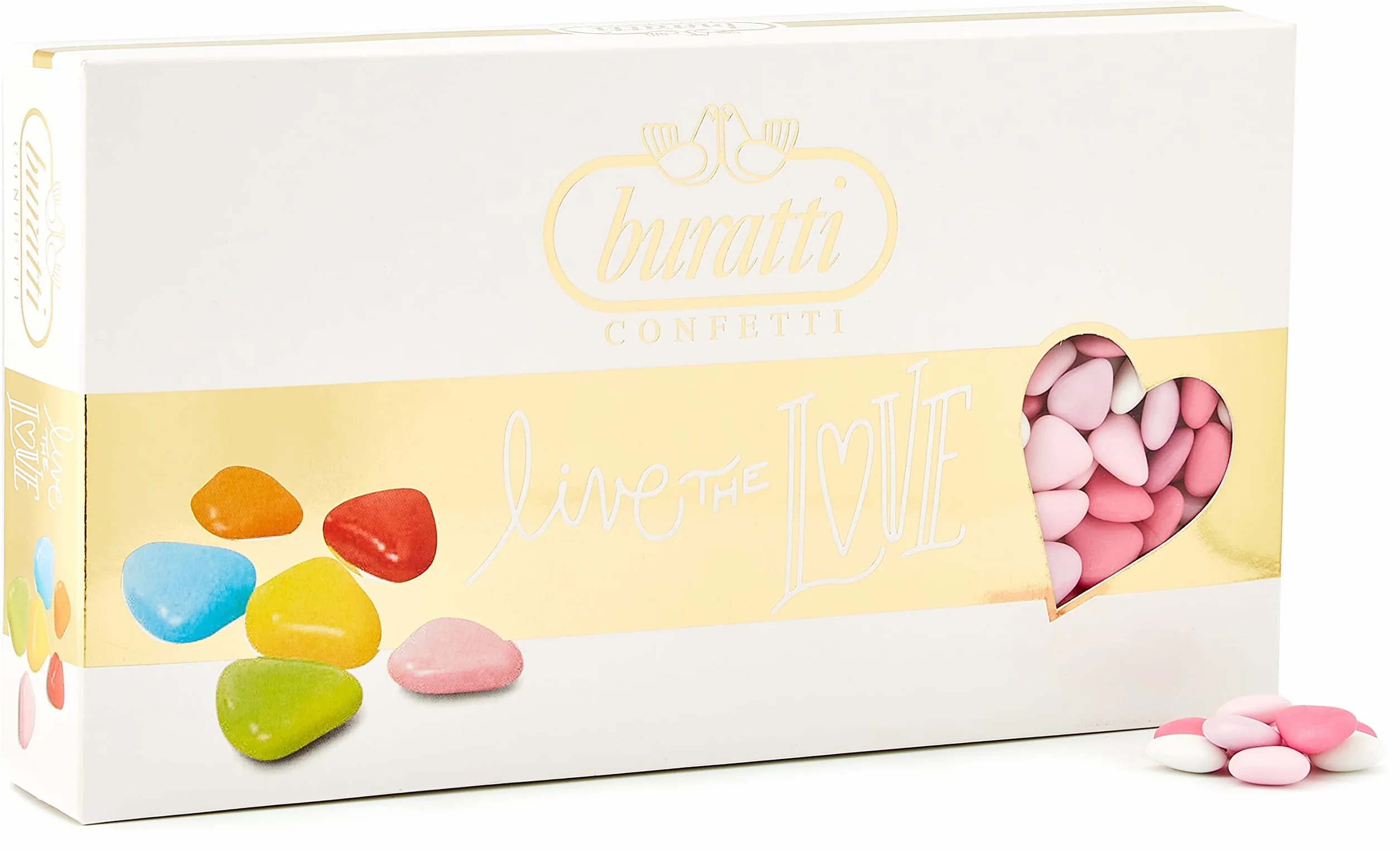 Buratti Confetti Dragées au Chocolat Avec des Mini Coeurs Ombres Roses 1 Kg