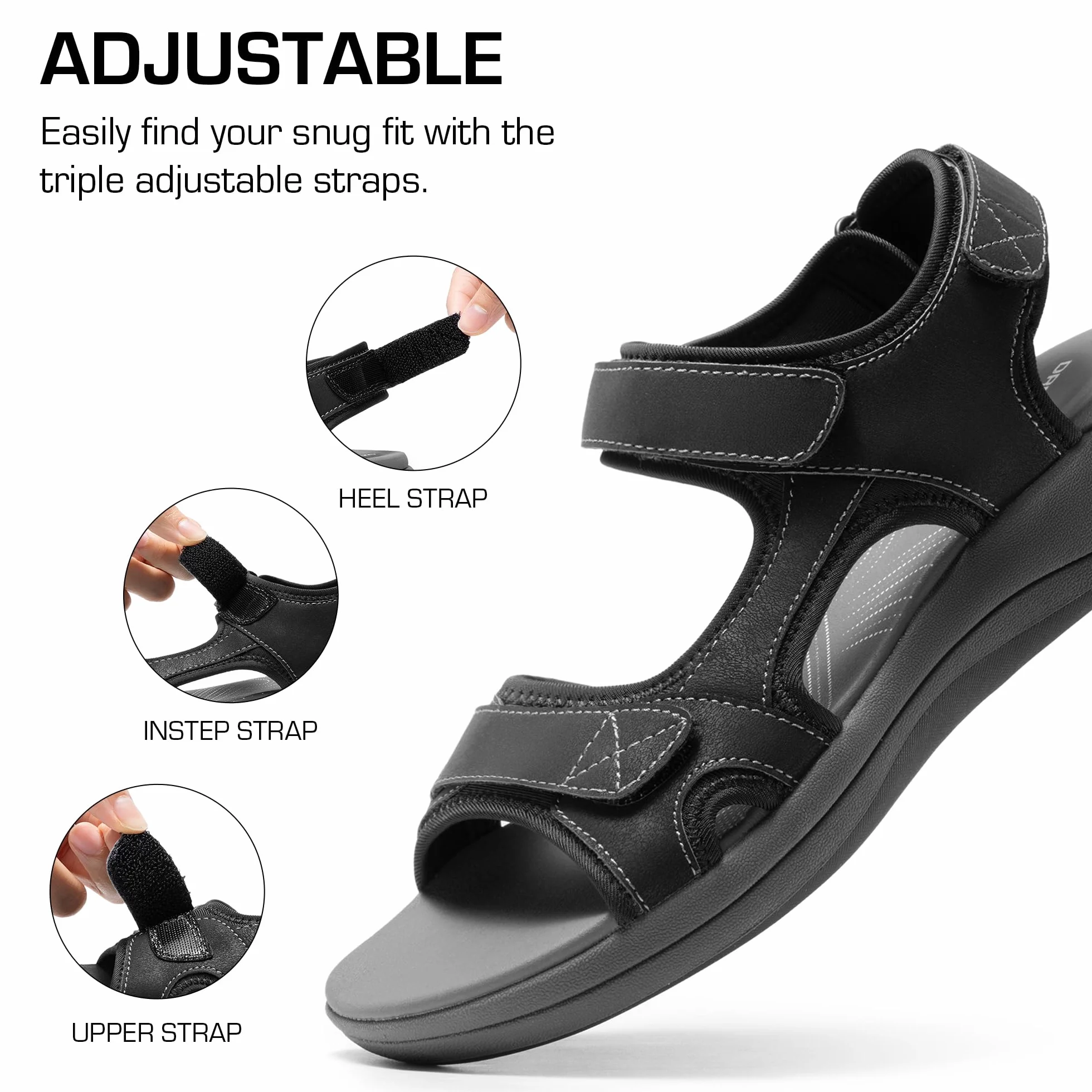 DREAM PAIRS Sandales de Sport pour Femmes avec Brides Réglables Extérieur Décontractées