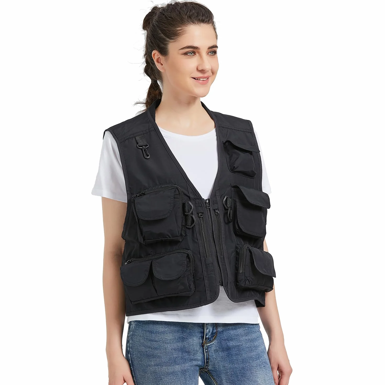 Ziker Gilet de pêche en maille respirante pour femme avec poches