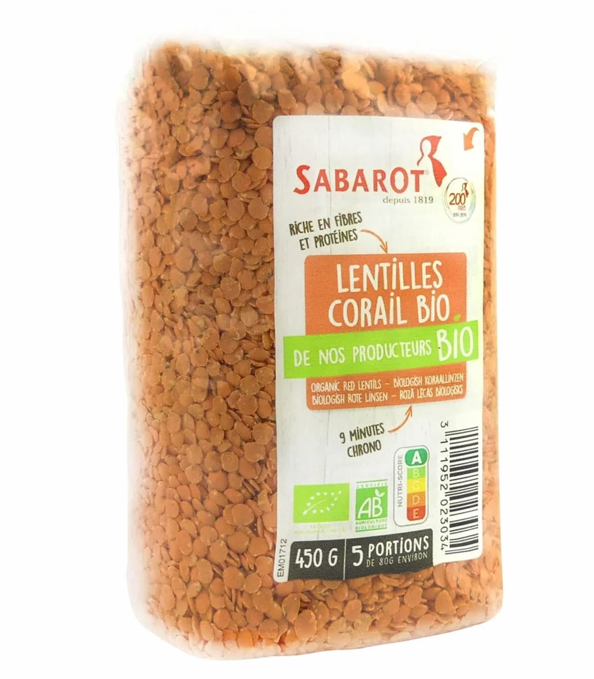 Sabarot - Lentilles corail biologiques - Sachet 450g