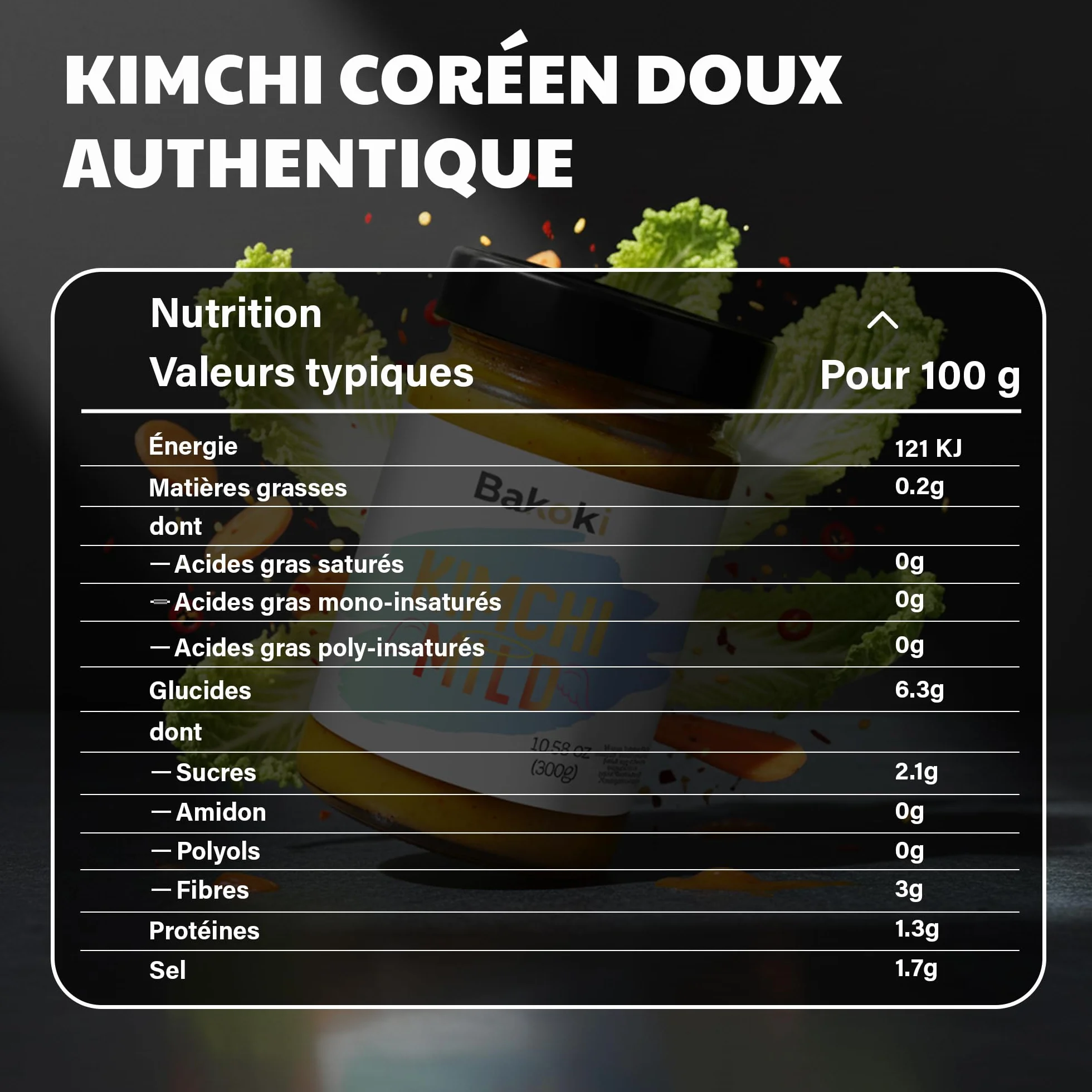 Bakoki 백김치 Baek‑Kimchi – Kimchi doux, sans piment, fermenté de manière traditionnelle au curcuma – 2 × 300 g (idéal pour le déjeuner, les bowls et les accompagnements)