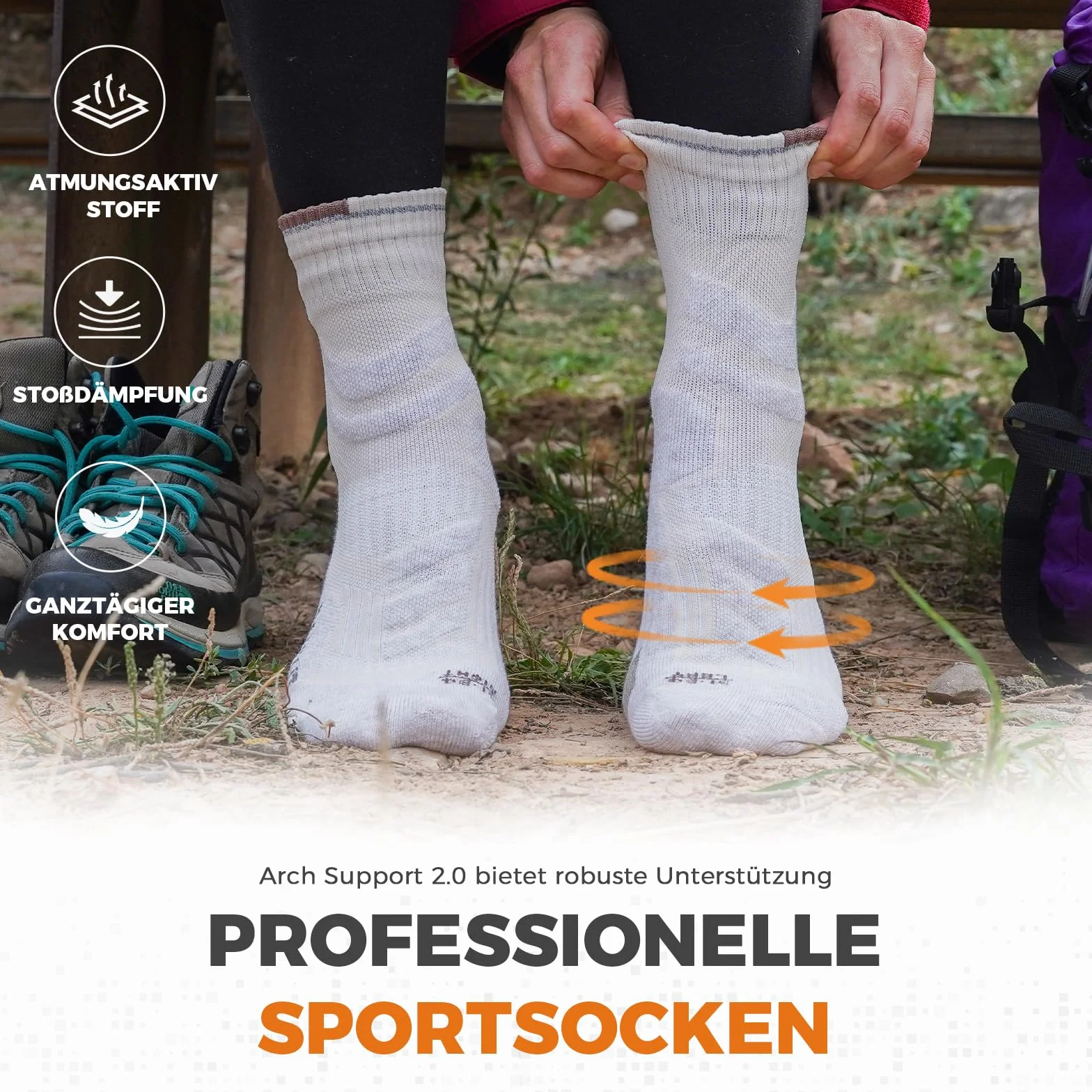 Rahhint Chaussettes de randonnée en mérinos compression anti-ampoules 3 paires Taille 31-52