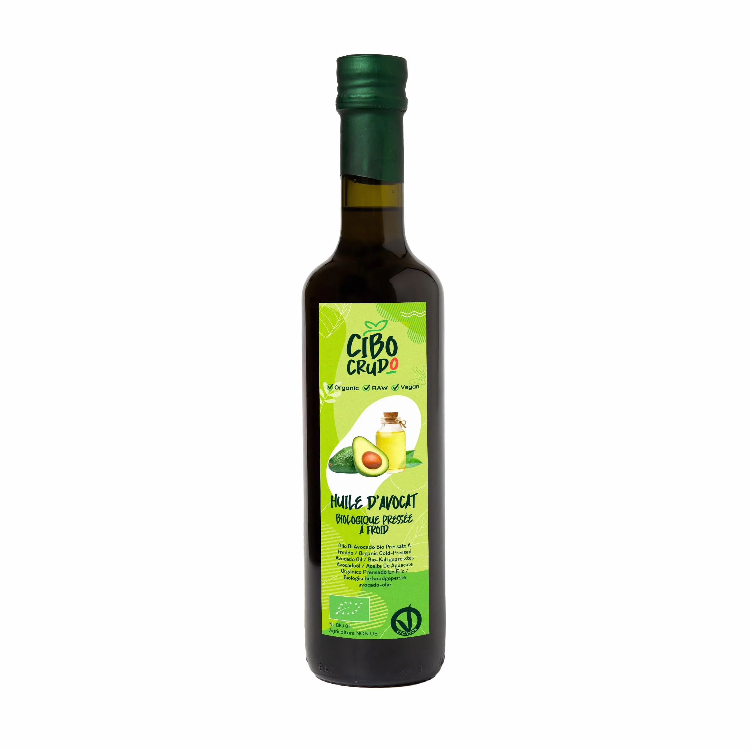 Huile d'Avocat Bio - 500 ml. Huile Avocat Biologique 100% Pur et Naturelle. Huile d'Avocat Pressée à Froid. Idéale pour la Cuisson, l'Assaisonnement et la Marinade. Avocado Oil.