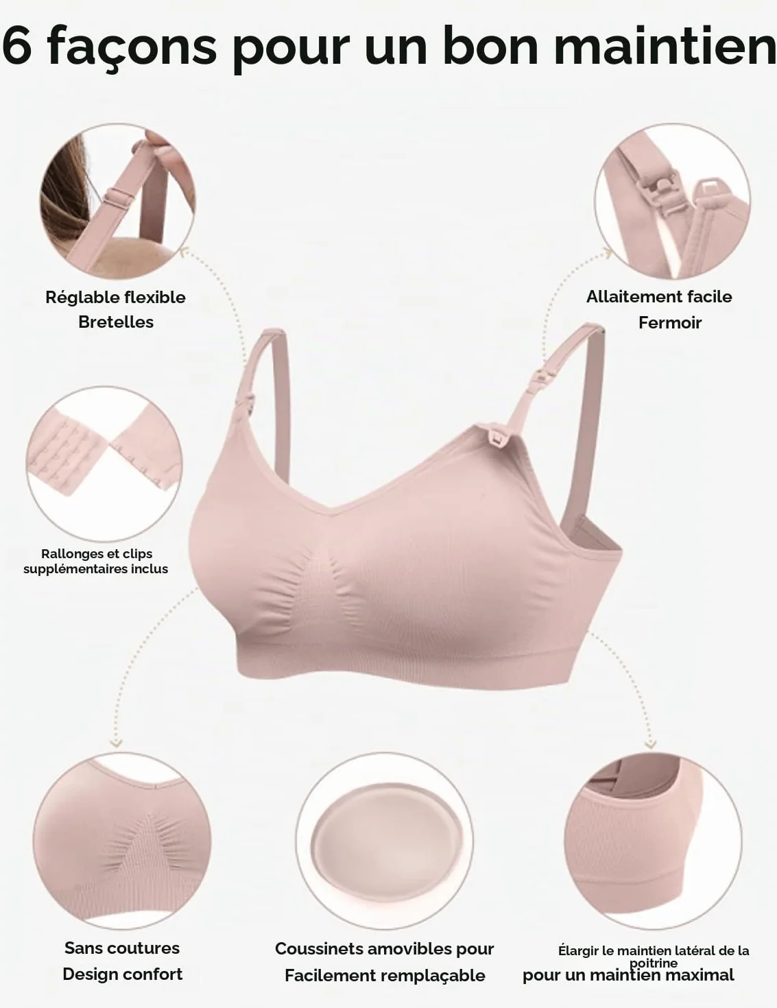 HOFISH Soutien-Gorge de maternité et d'allaitement sans Couture avec rallonges et Clips supplémentaires