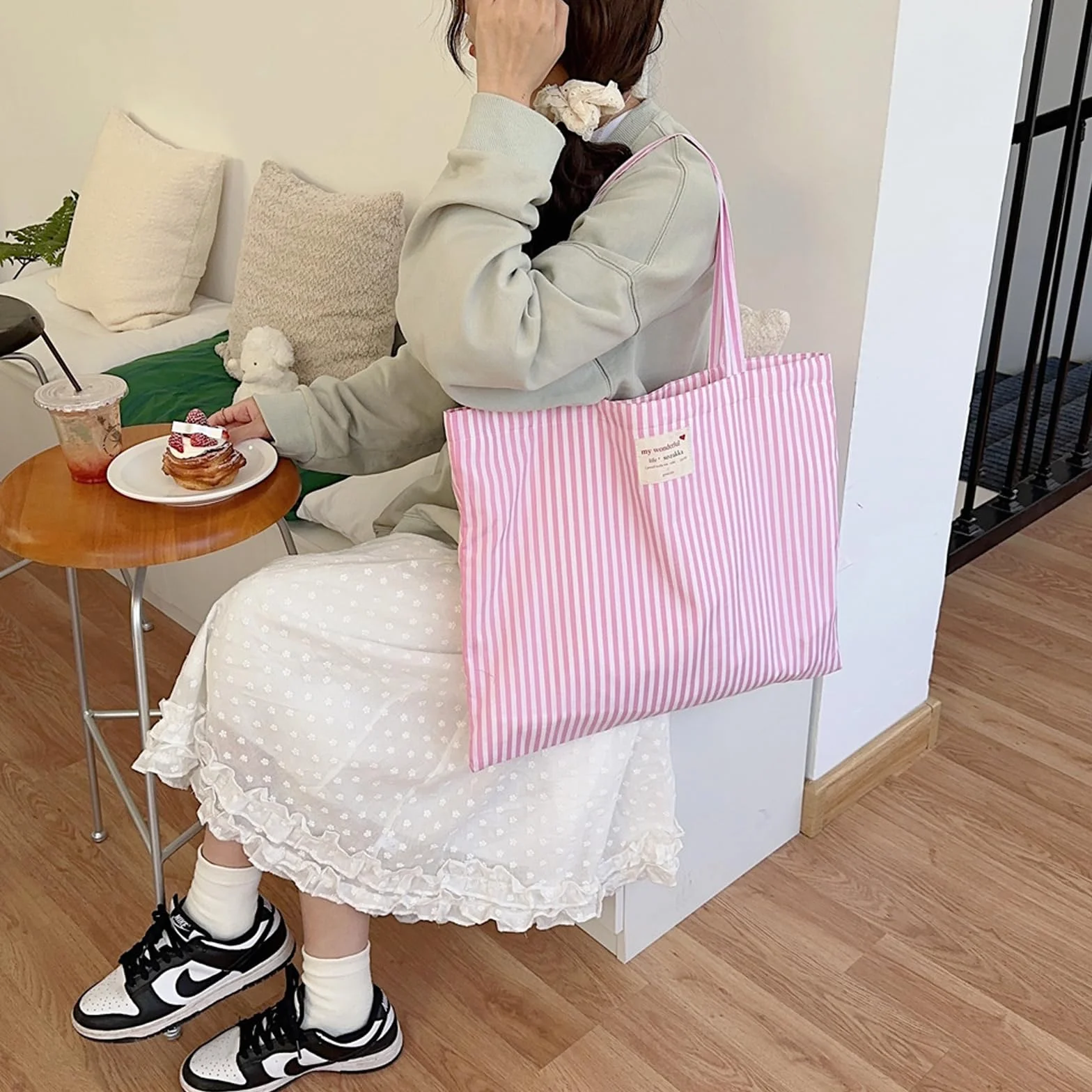 Grand Sac De Plage SSKHE Avec Poche Intérieure Et Fermeture Éclair Tote Bag Femme 50x40 cm