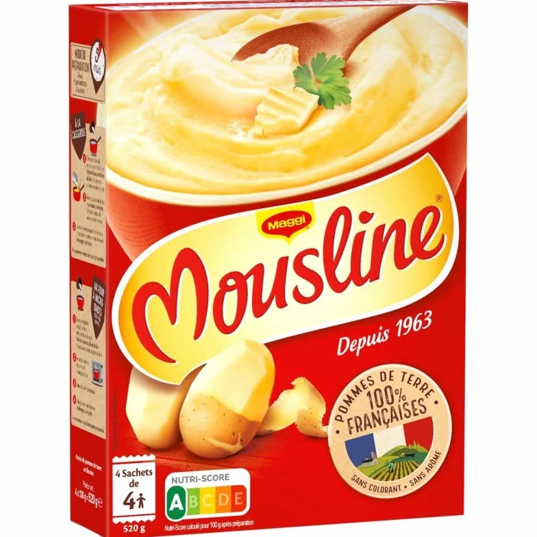 MOUSLINE - Purée Nature 520G - Lot De 4