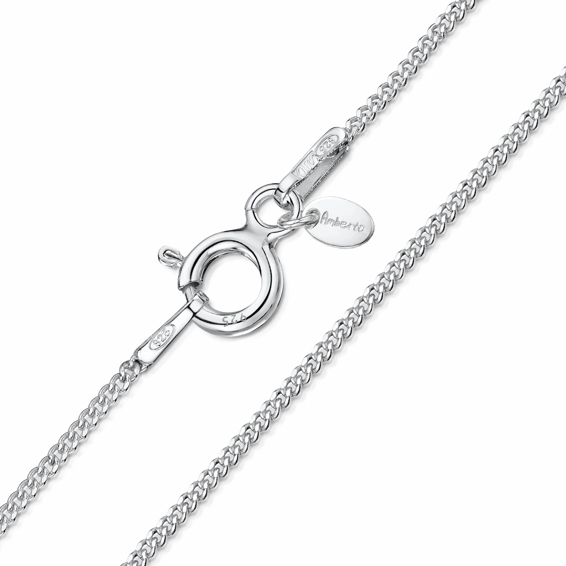 Amberta Collier Chaîne Gourmette Argent Sterling 925 1.1 mm Femme