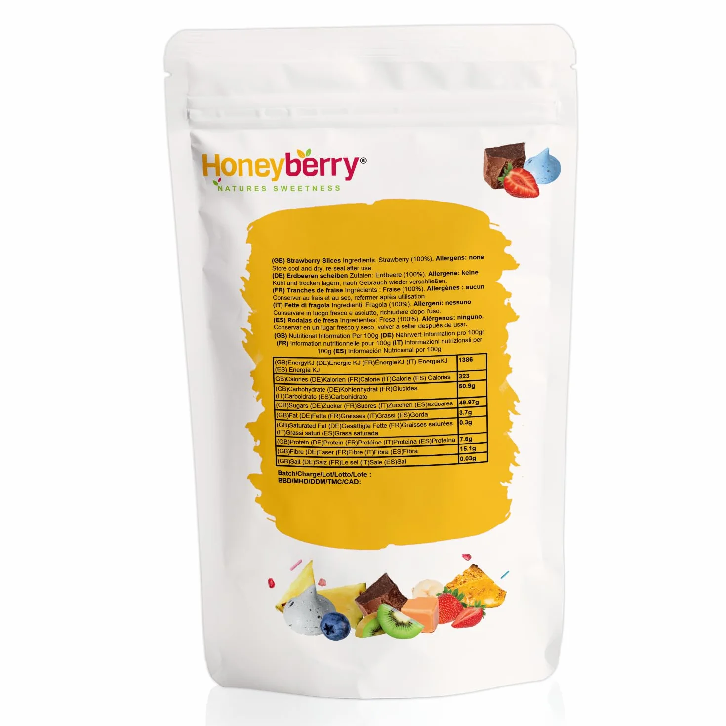 Fraises Lyophilisées en Tranches 100g - Fraises Déshydratées - Fruits Lyophilisés - Fraises Séchées - Fruits Déshydratés Sans Sucre pour Pâtisseries, Décoration, Snacks, Muesli et Desserts