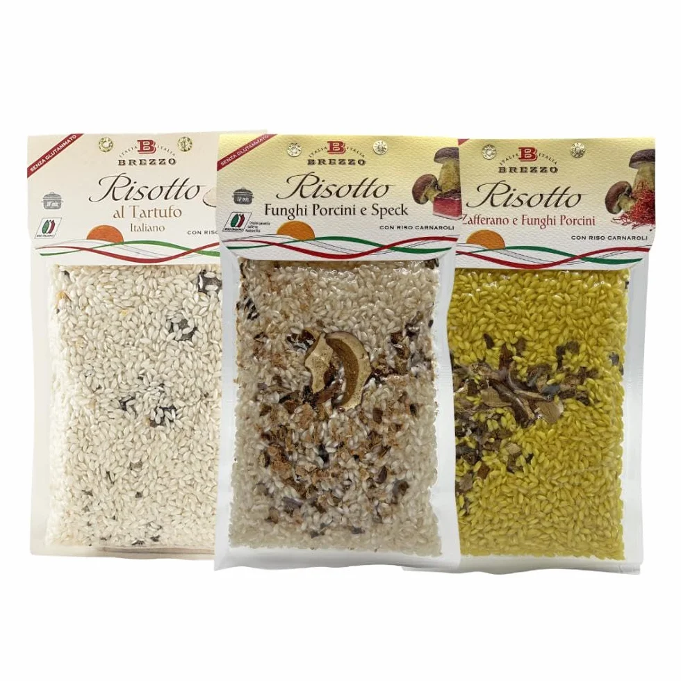 Brezzo Tris Risotti de 300 g aux cèpes Speck, Safran Champignons Cèpes et à la truffe