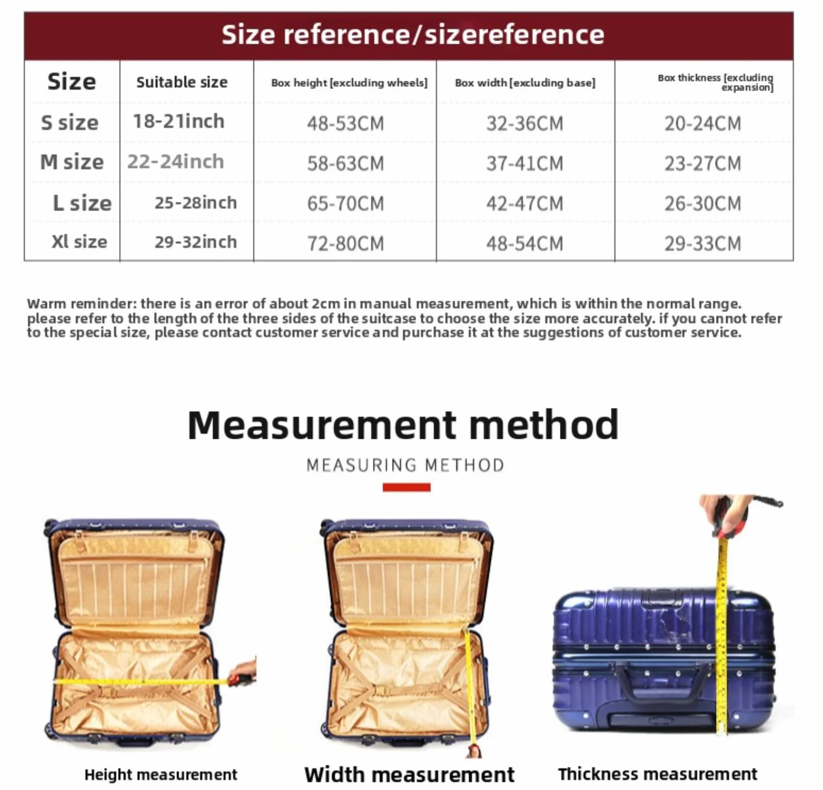 Housse de protection élastique lavable pour valise de voyage avec fermeture éclair, rouge, L