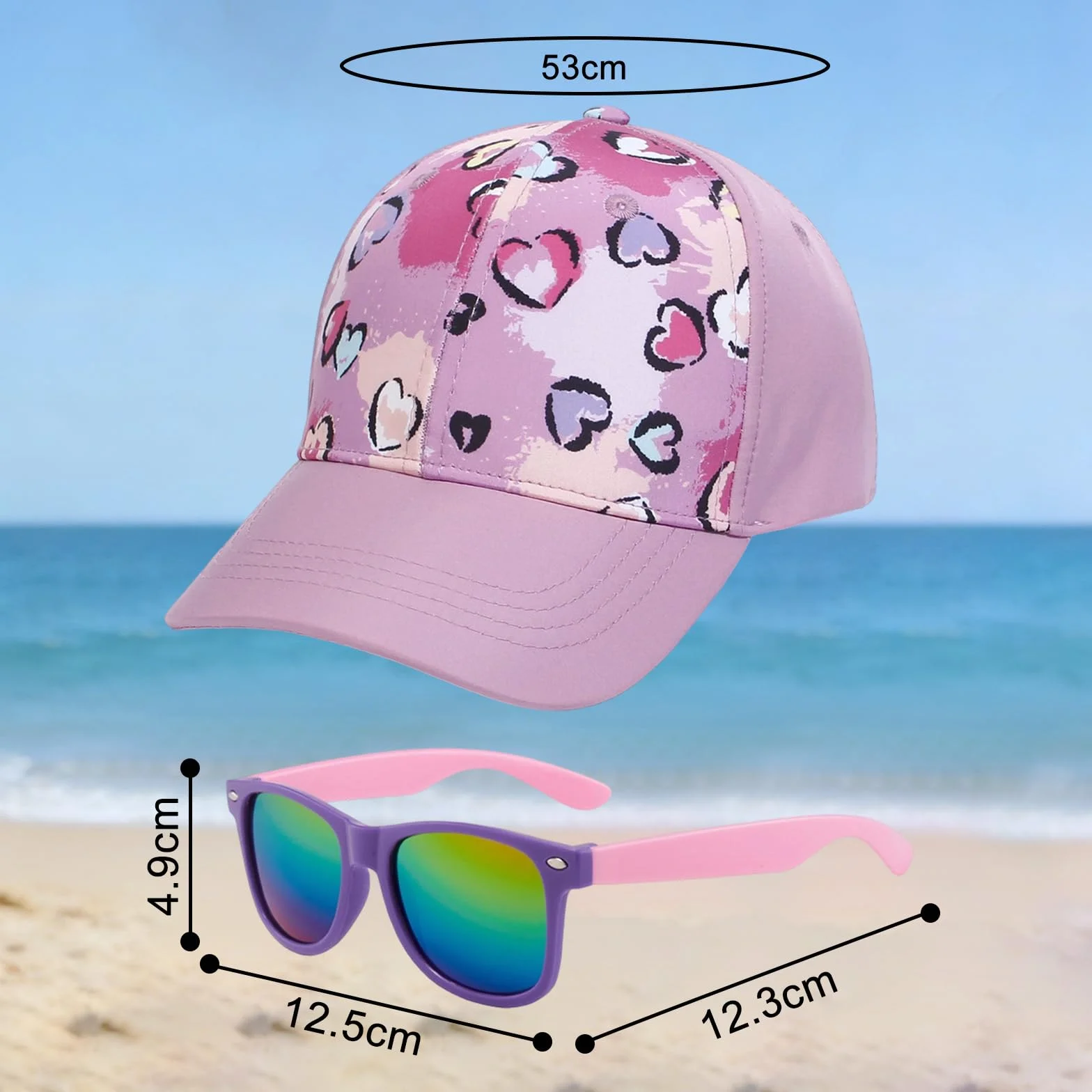 Casquette Lunettes de Soleil Enfants Fille, Chapeau de Soleil Fille Queue de Cheval Doux Confortable, Anti-Soleil Respirant