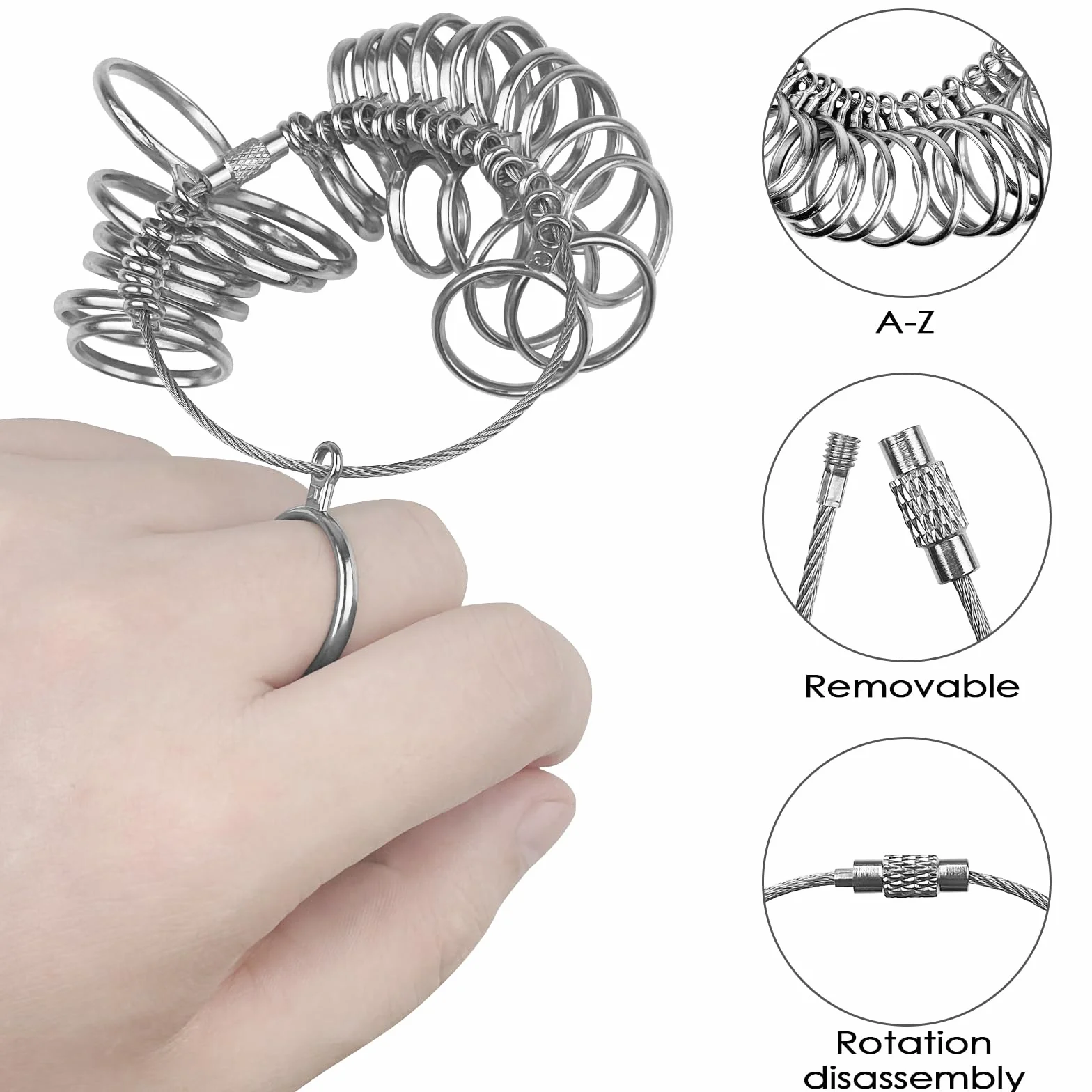 Baguier Mesure Doigt Français, Outil de Mesure Bague Métal Taille A-Z, Professionnel (EU, US, UK)