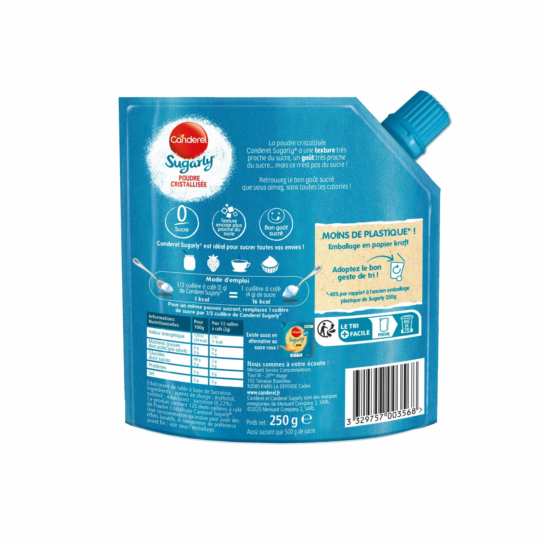 Canderel Sugarly - Poudre Cristallisée - Zéro Sucre - Édulcorant | 250g