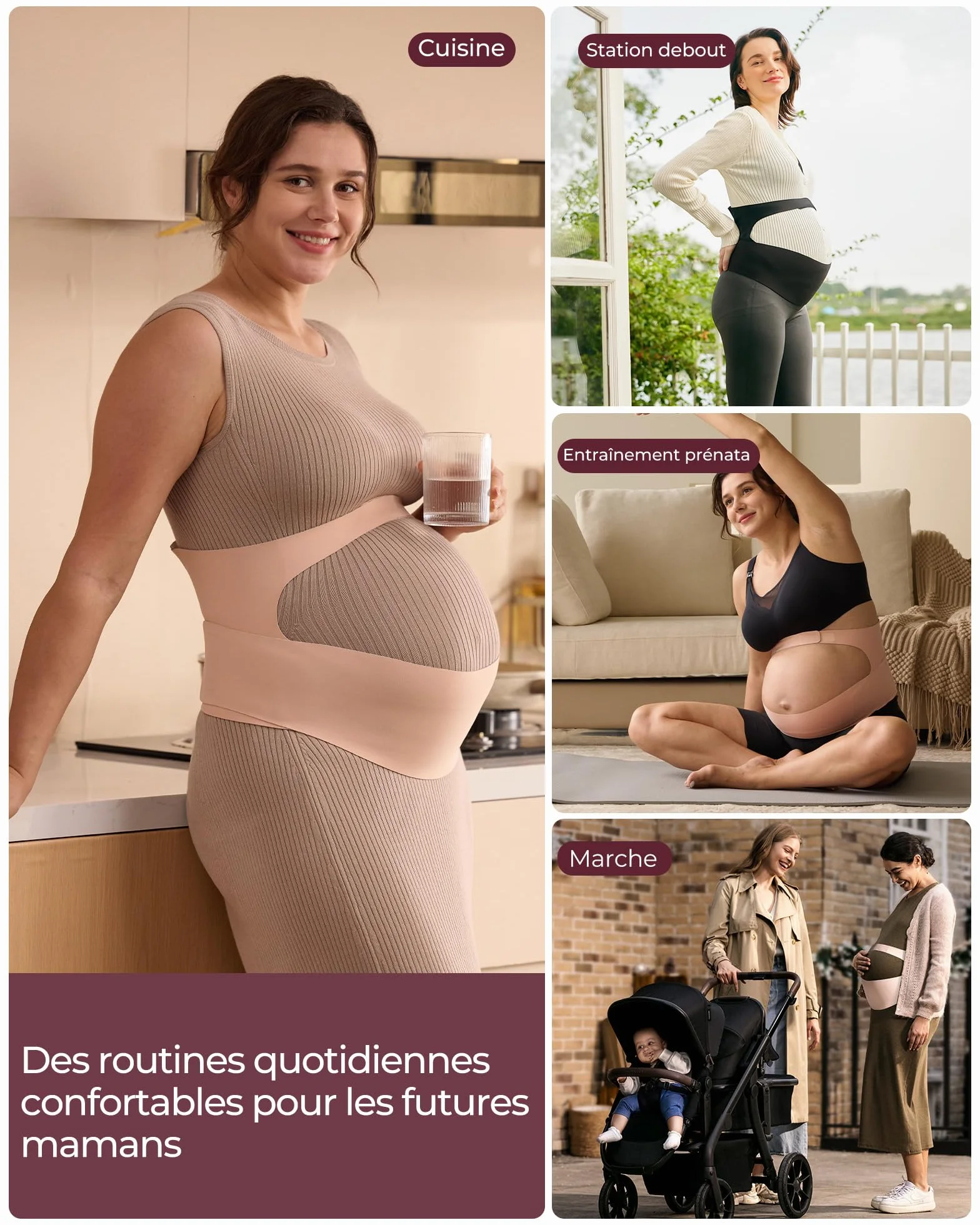 Momcozy Ceinture de Grossesse Ergonomique CozySupport, Soutien Ventre Dos Lombaire Tissu Respirant