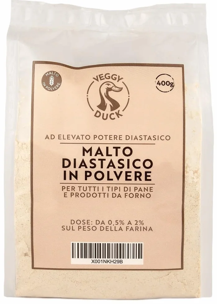 Veggy Duck - Farine de Malt Diastatique (400g) | Farine de Malt d'Orge à Haut Pouvoir Diastatique | Idéal pour la Fabrication du Pain | Made in Italy