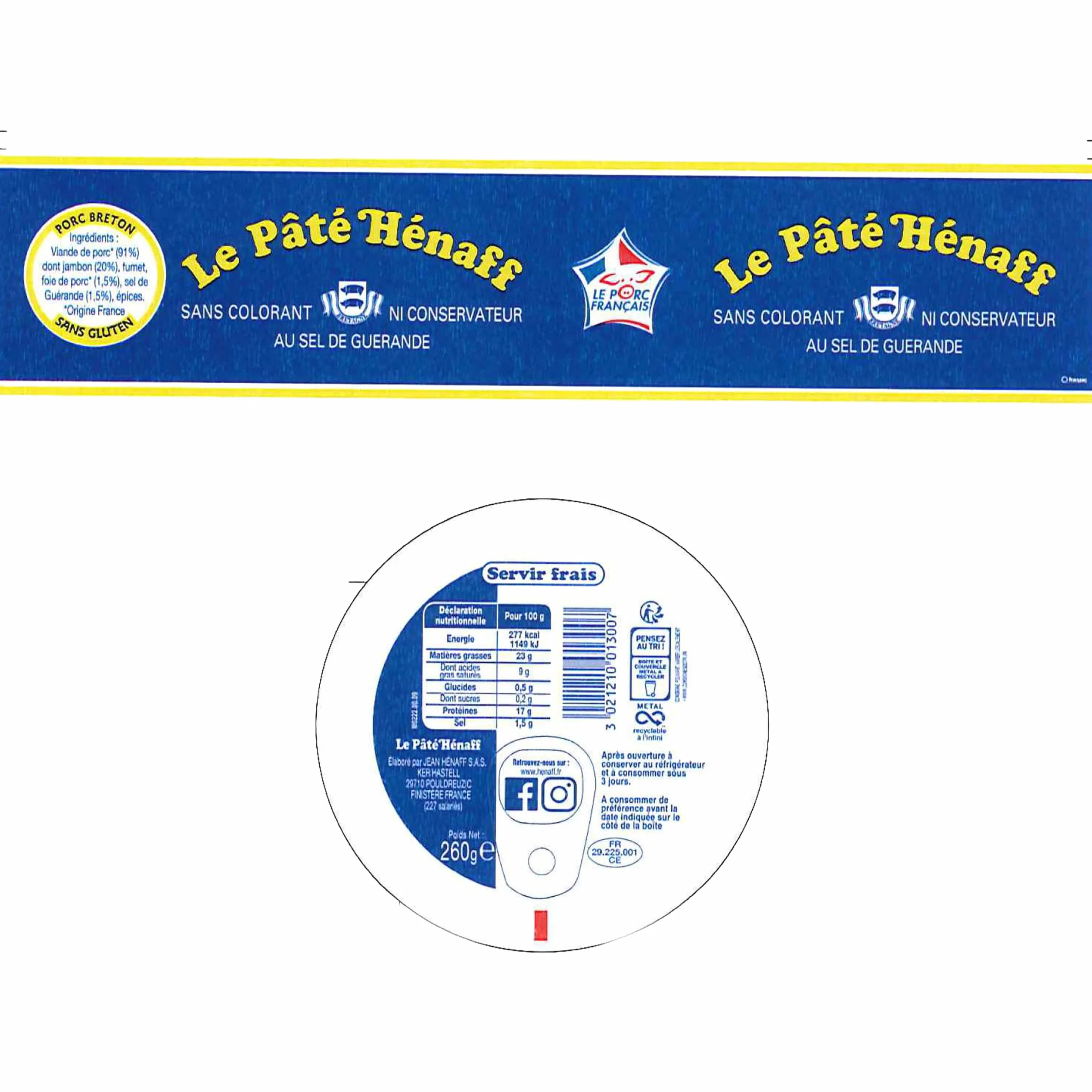 HENAFF le Pâté 260 g - Lot de 6