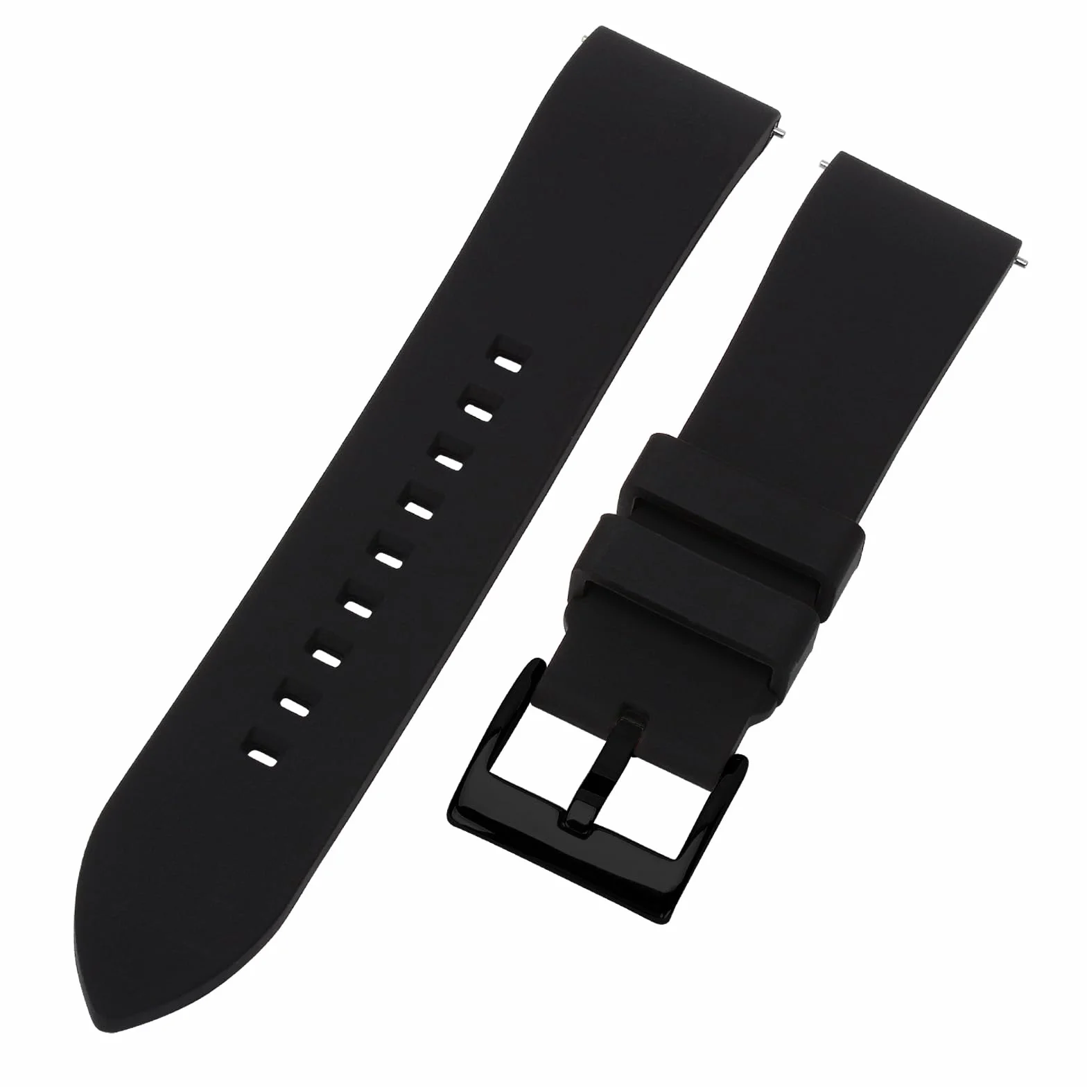 Montre Silicone Bracelet Noir Dégagement Rapide Intelligente Souple Caoutchouc Boucle Replacement 18mm 19mm 20mm 21mm 22mm 24mm