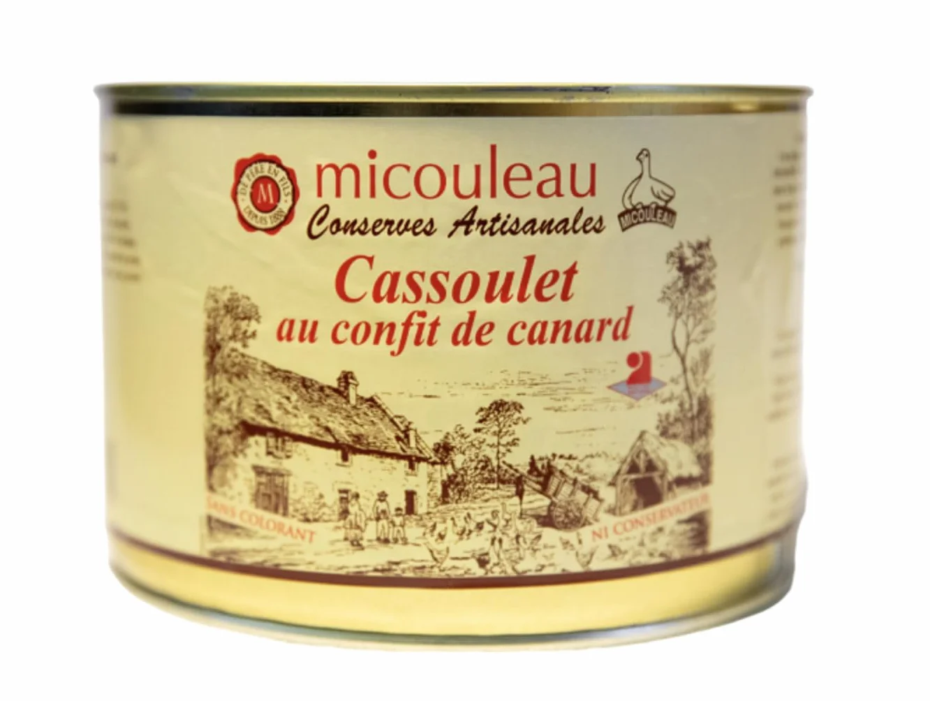 Conserve de 2/1- Cassoulet au Confit de Canard, Boite 1680 g - Plat Traditionnel Sud-Ouest - cuisse de canard - IGP - 4 Personnes