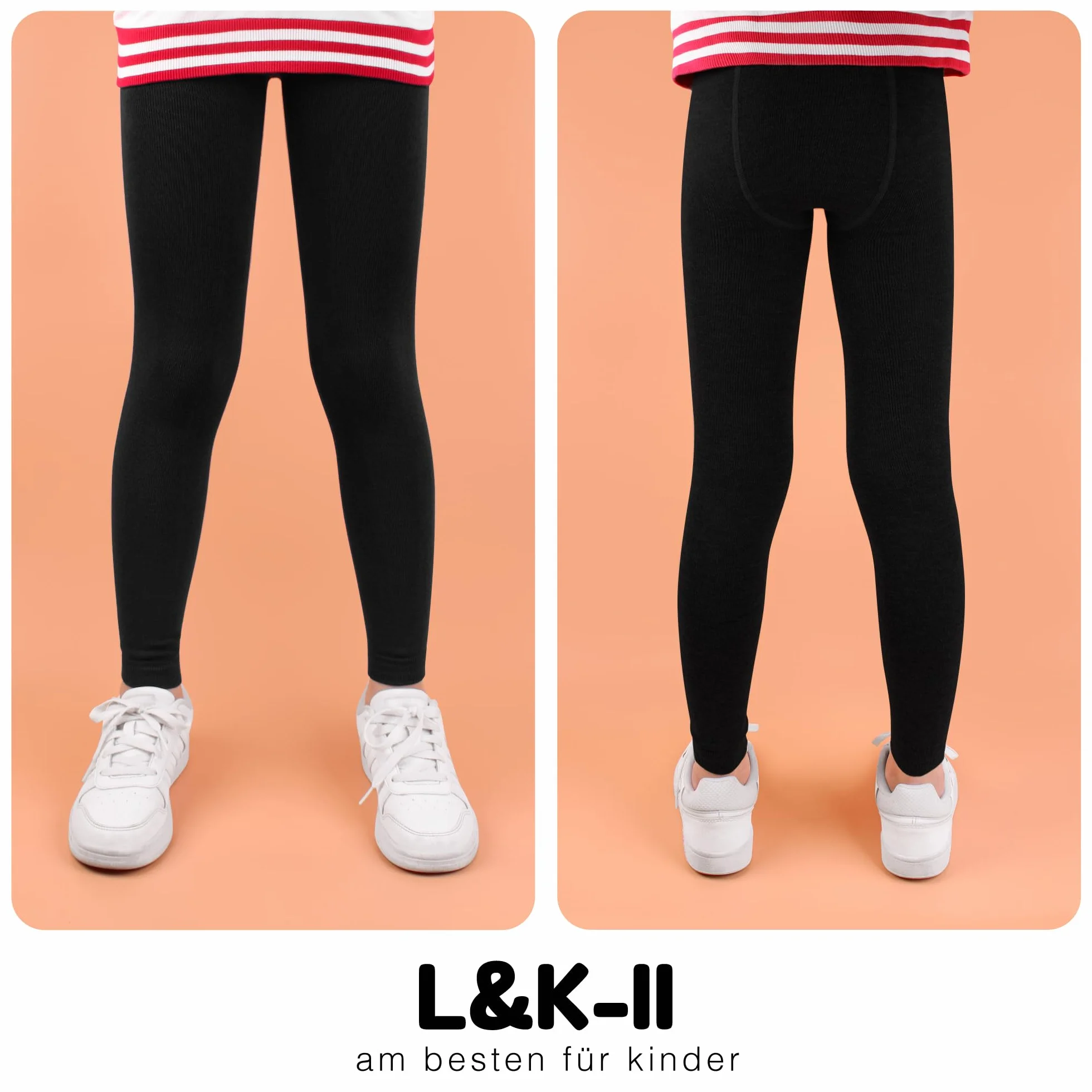 L&K-II Lot de 3 Leggings pour garçons Pantalons Enfants Automne Printemps Coton Longueur Cheville