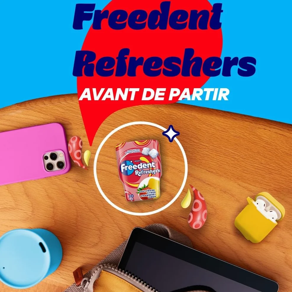 FREEDENT REFRESHERS Chewing-gum Fraise Citron 30 Dragées 67g