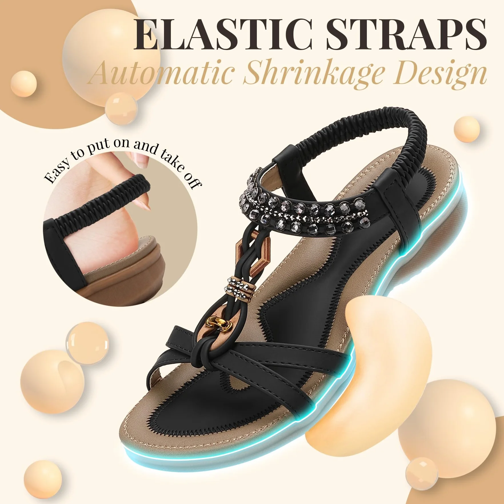 Littleplum Sandales Plates Femme Confortables Chaussures de Plage