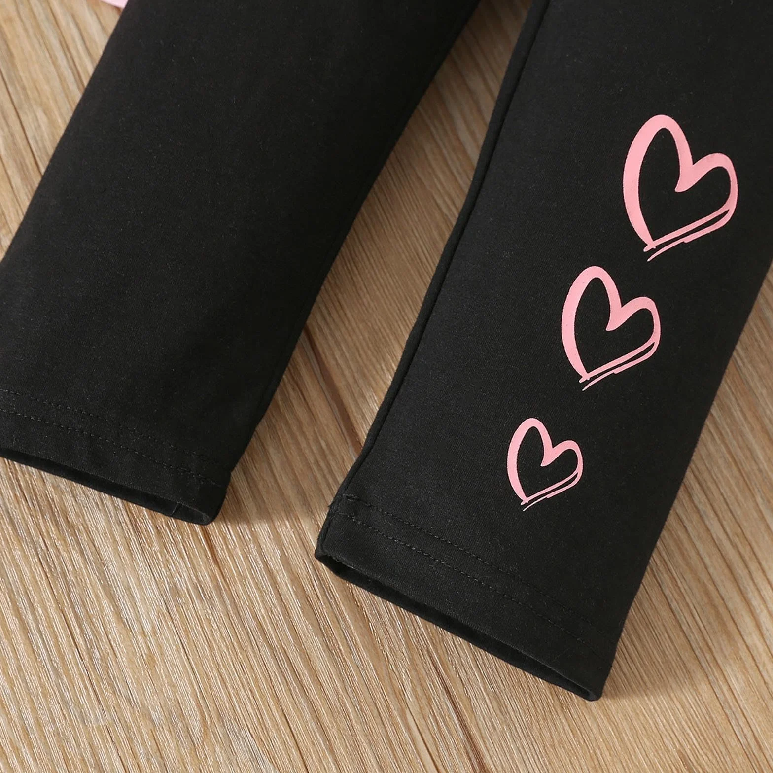 Survêtement de sport fille 2 pièces haut manches longues pantalon imprimé cœur tunique péplum