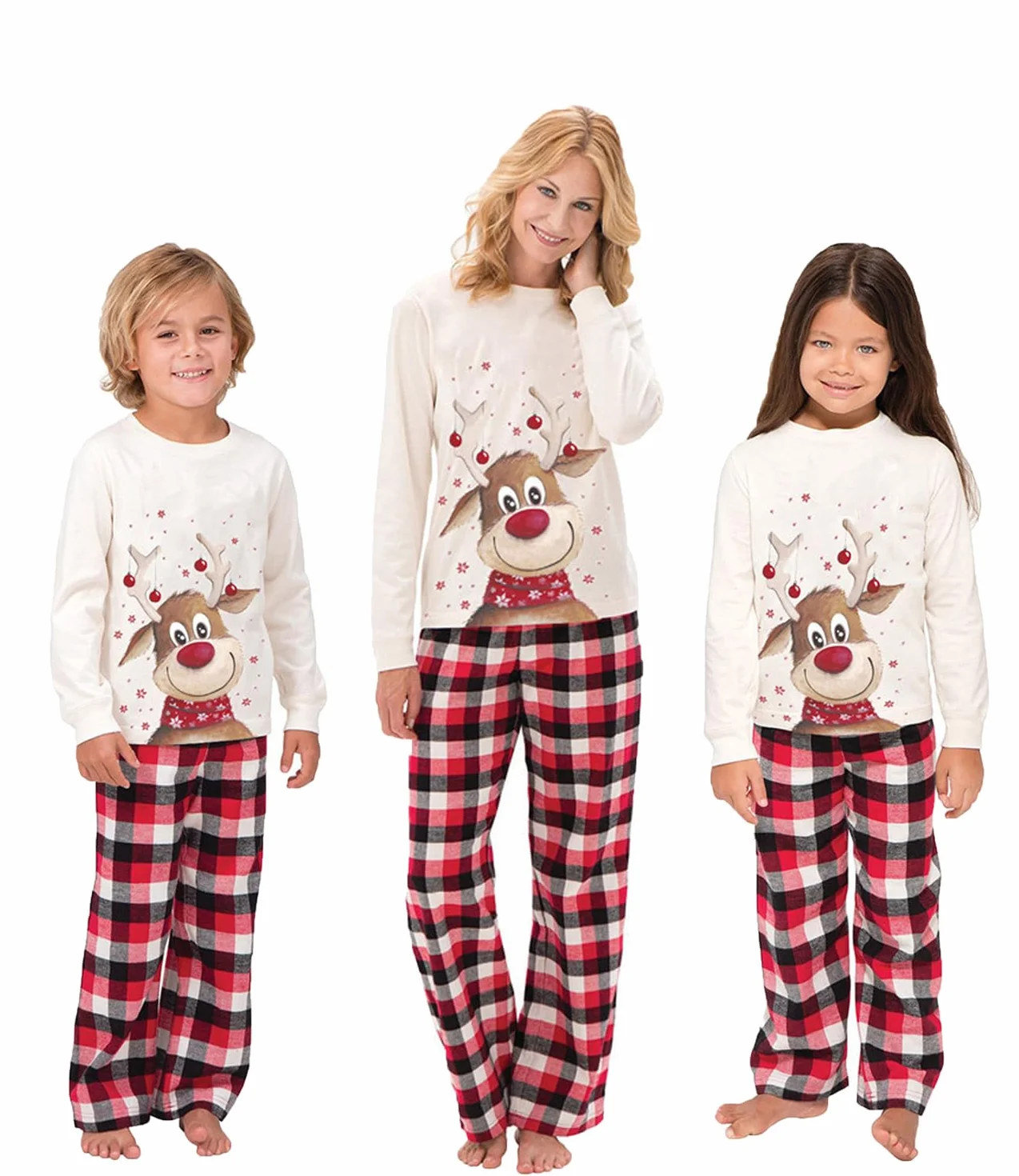 SAMGU Ensemble Pyjama Noël Famille Manche Longue Costume Set Automne Hiver