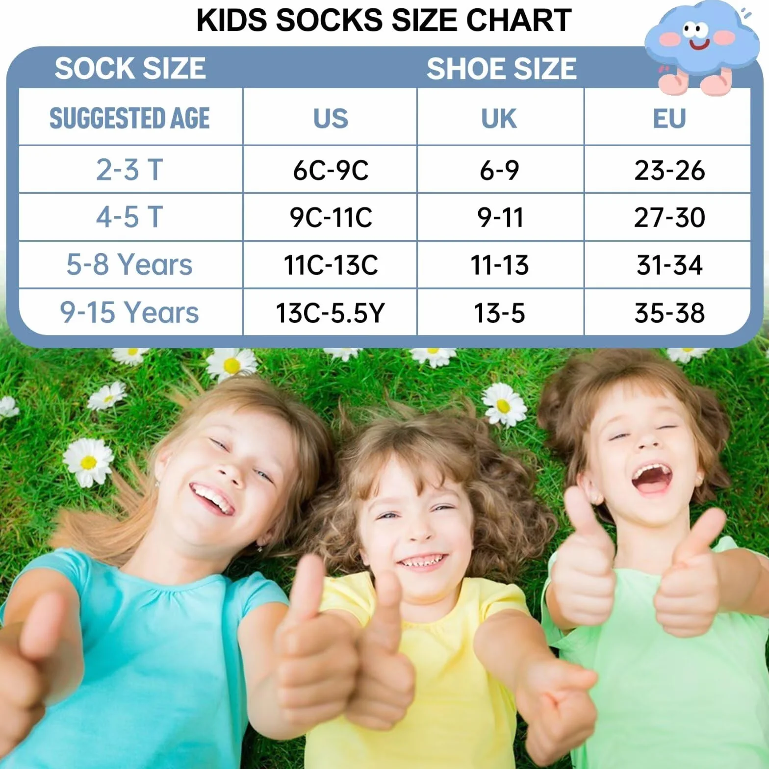Chaussettes Enfant Fille Garçon 10 Paires Coton Animaux Multicolore 23-38