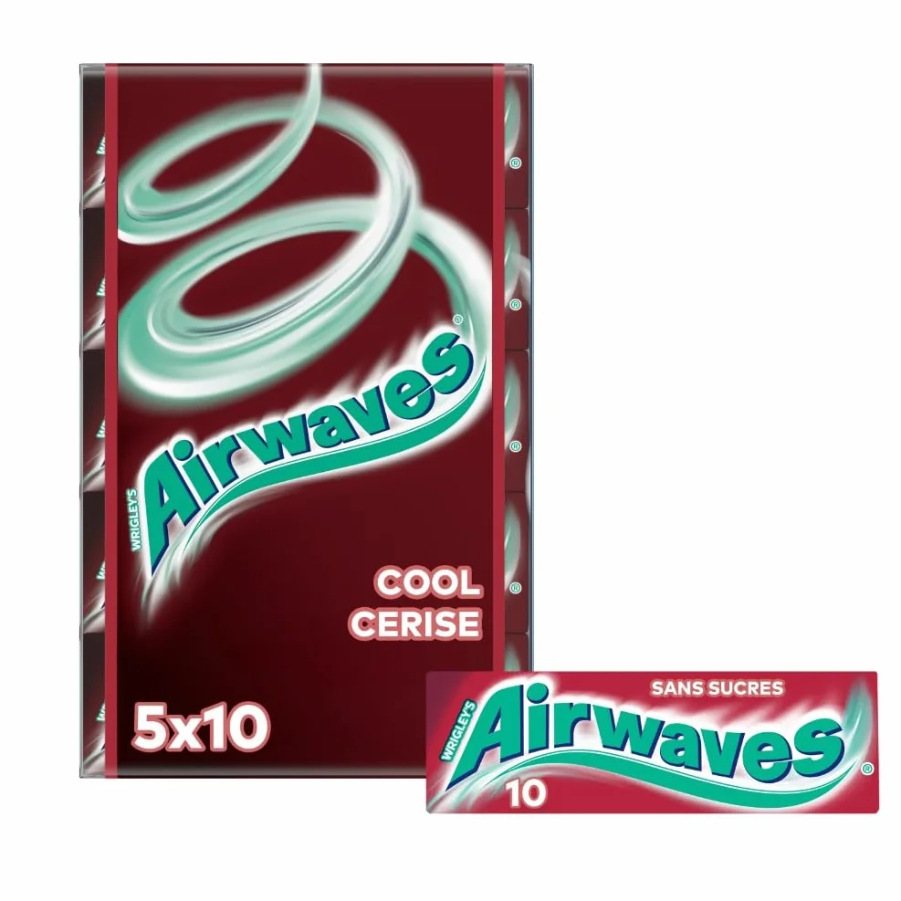 AIRWAVES Chewing Gum Sans Sucre Goût Cool Cerise 5 Paquets 70g