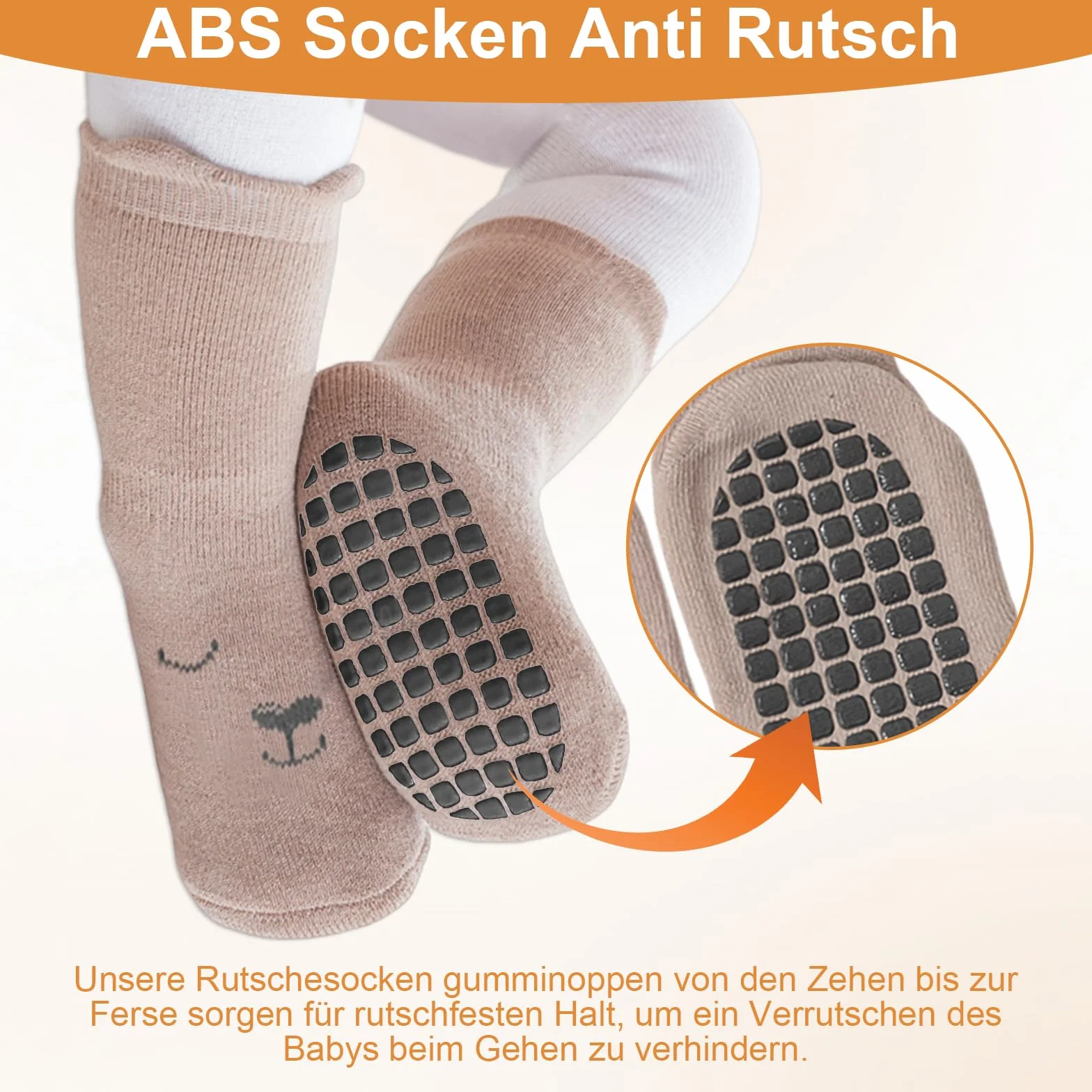 Chaussettes Antidérapantes Bébé, Chaussette Bebe en Silicone, 5 Paires, Motifs Intéressants