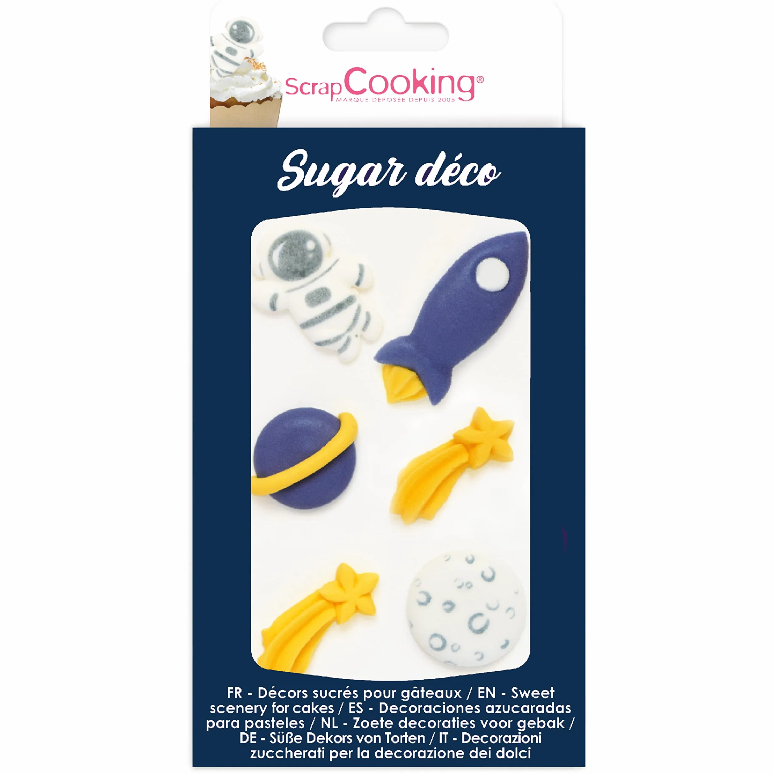 ScrapCooking - Décosucres Espace - Décorations pour Pâtisseries, Desserts, Gâteaux, Biscuits, Cupcakes, Anniversaires – Vaisseau Spatial Astronaute Étoile - Cake Design - 6985