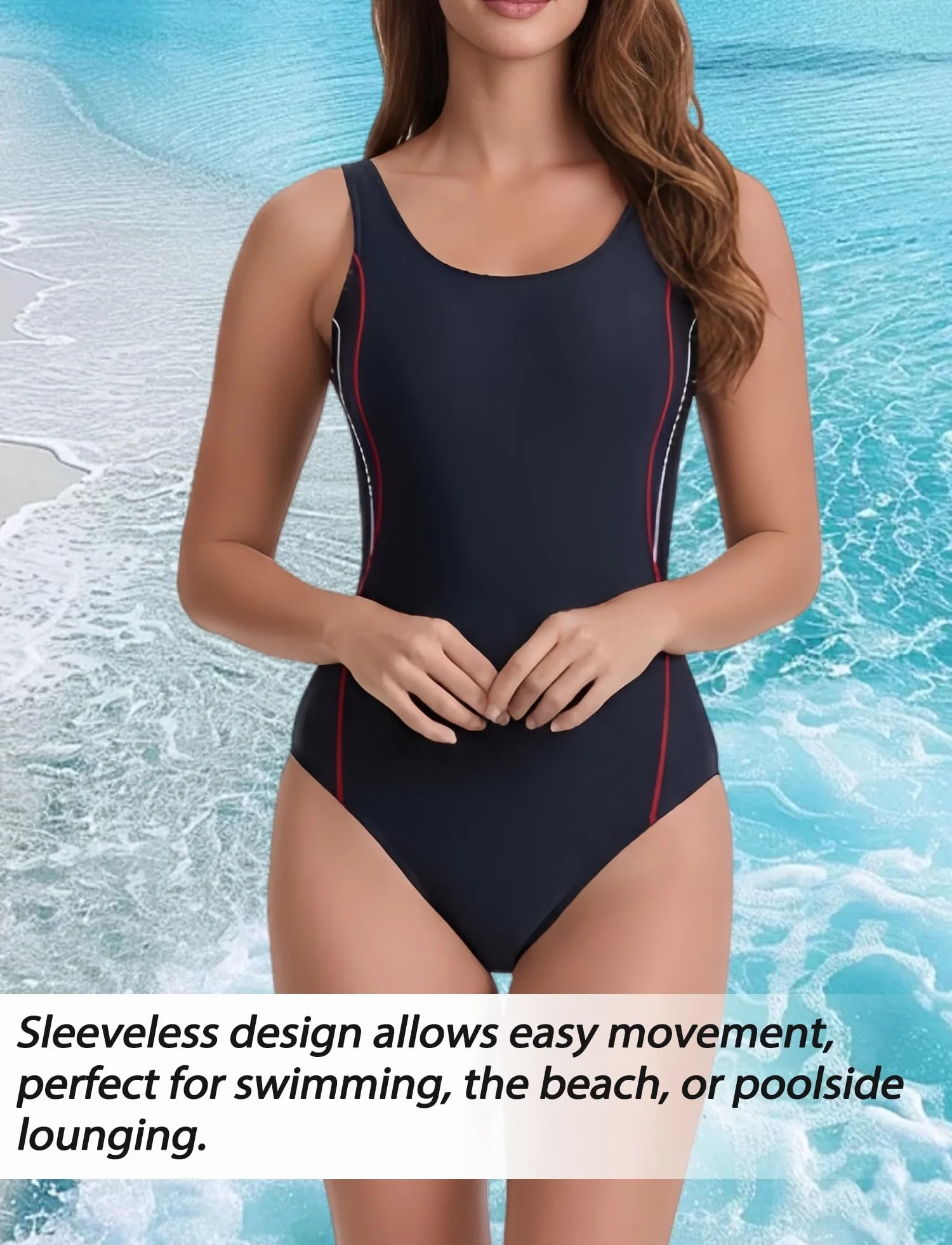 Femme Maillot de Bain 1 Pièce Push UP Monokini Sports Nautiques S-2XL
