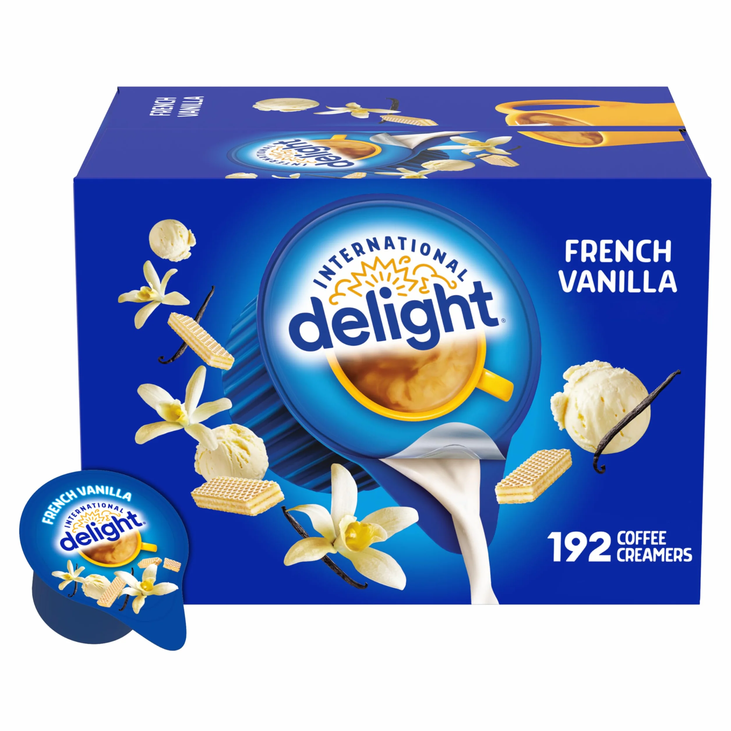Brand New International Delight Flavored Liquid Non-Dairy Coffee Creamer French Vanilla .44 Oz Cups 192/Ctn by International Delight