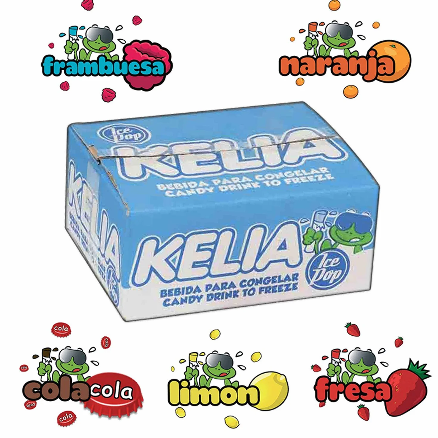Polo Kelia, glace à l'eau, fraise, citron - pour congeler - 60 unités de 105 ml - Saveurs assorties, sac