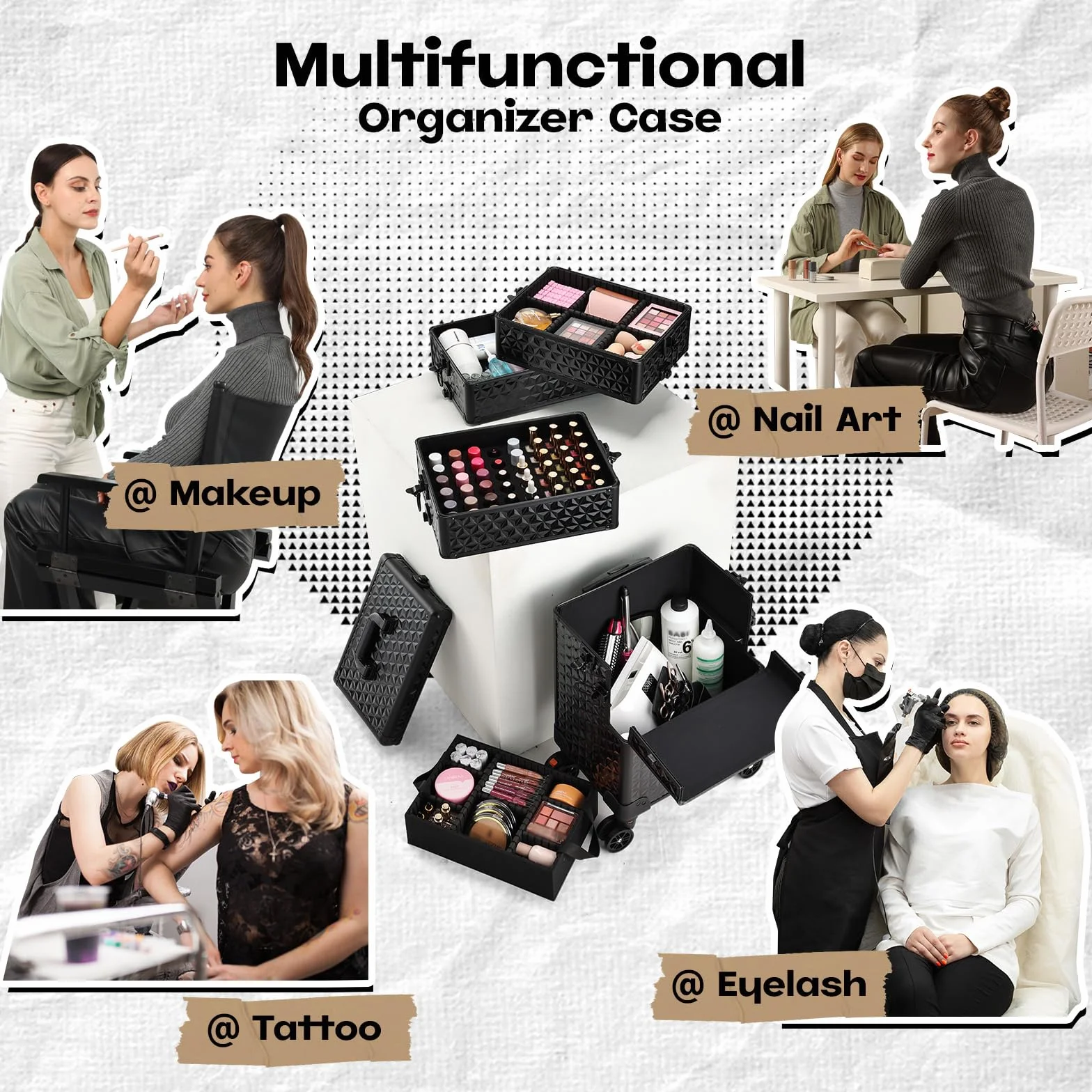 Valise Maquillage Professionnelle sur Roulettes en Aluminium Noir Clair