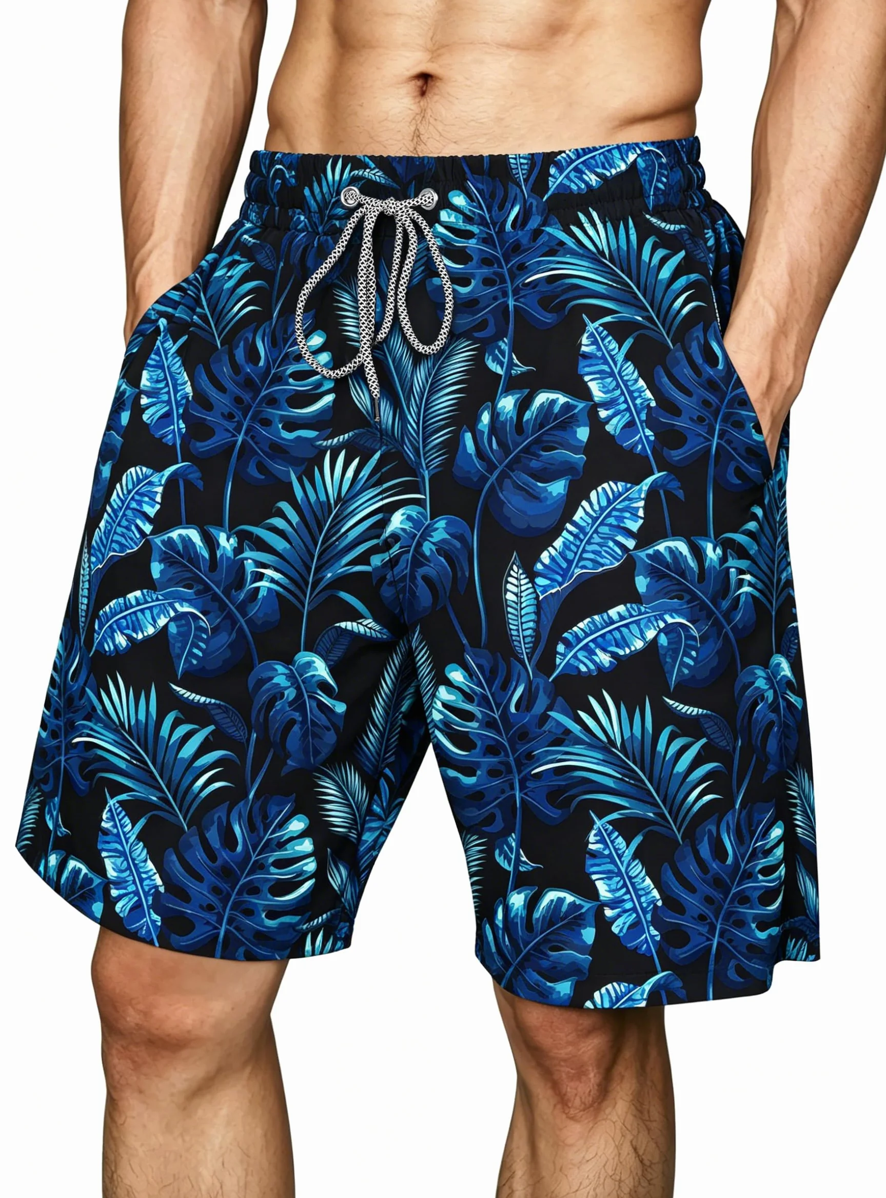 Short de Plage Hawaiien Homme avec Doublure en Maille et Poches S-4XL