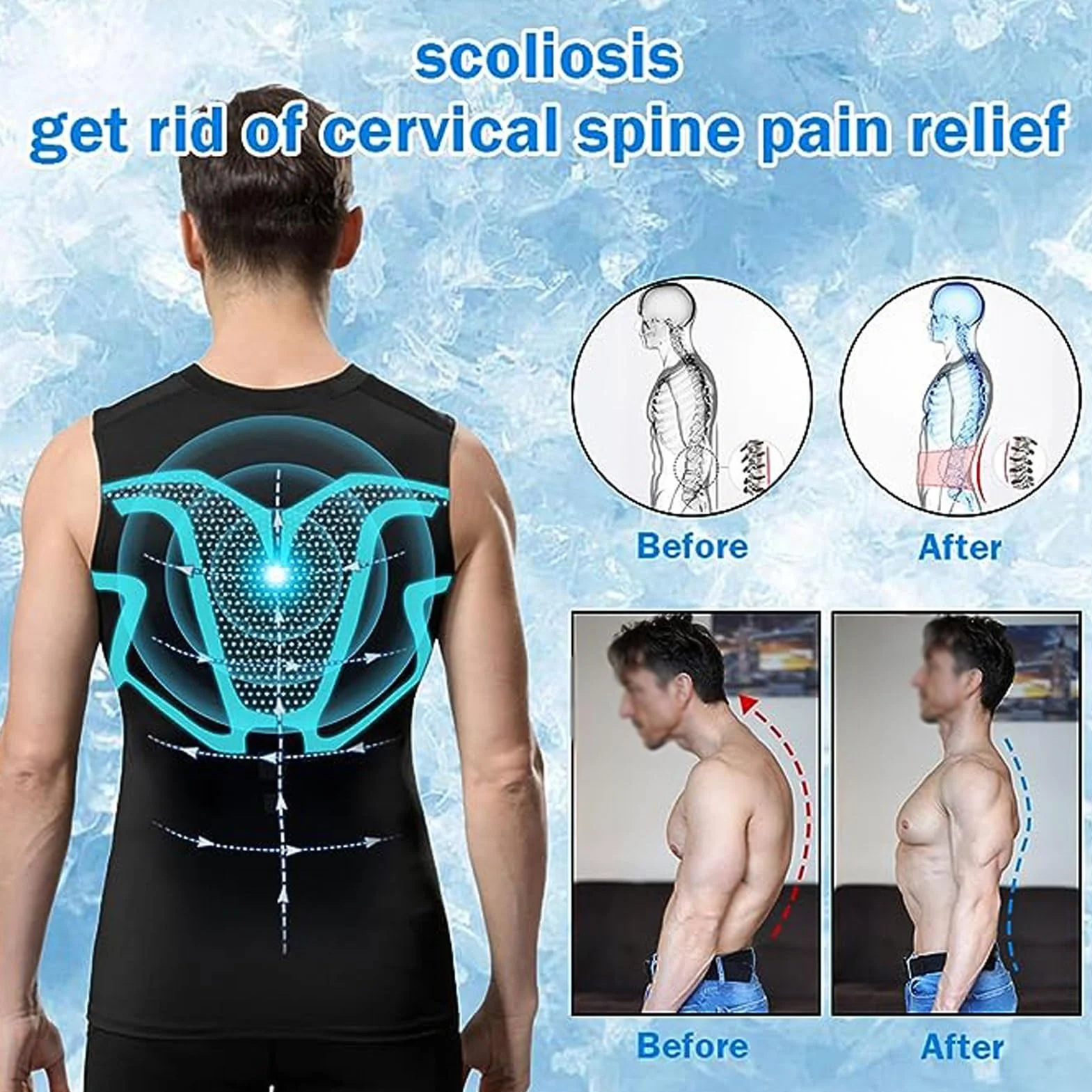 Débardeur Homme Compression Corset Amincissant Tee Shirt sans Manche Gynécomastie Gaine Gilets Sport Mise Forme Ionique