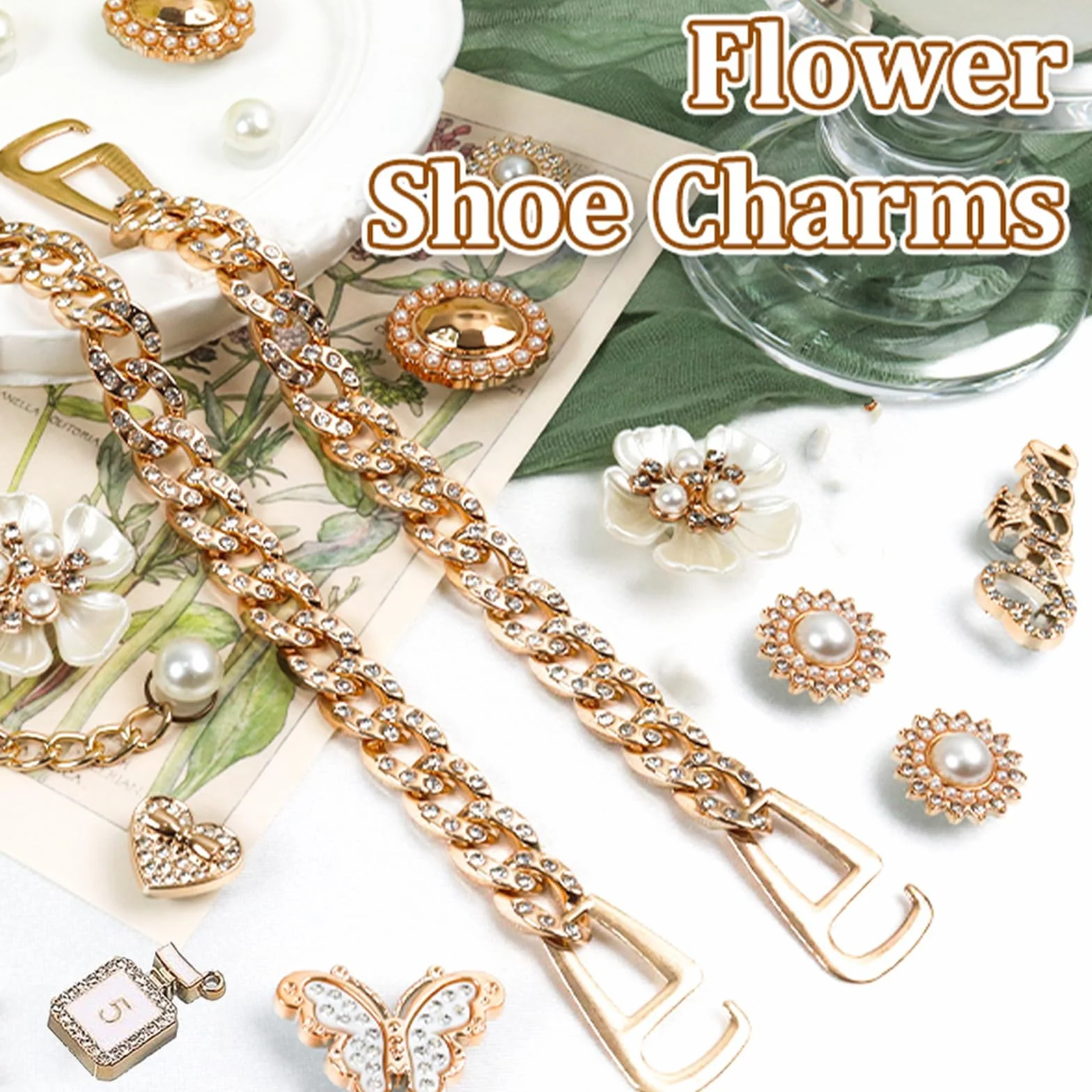Breloques Strass pour Sabots, Décorations Clipsables en Cristal pour Chaussures Femme