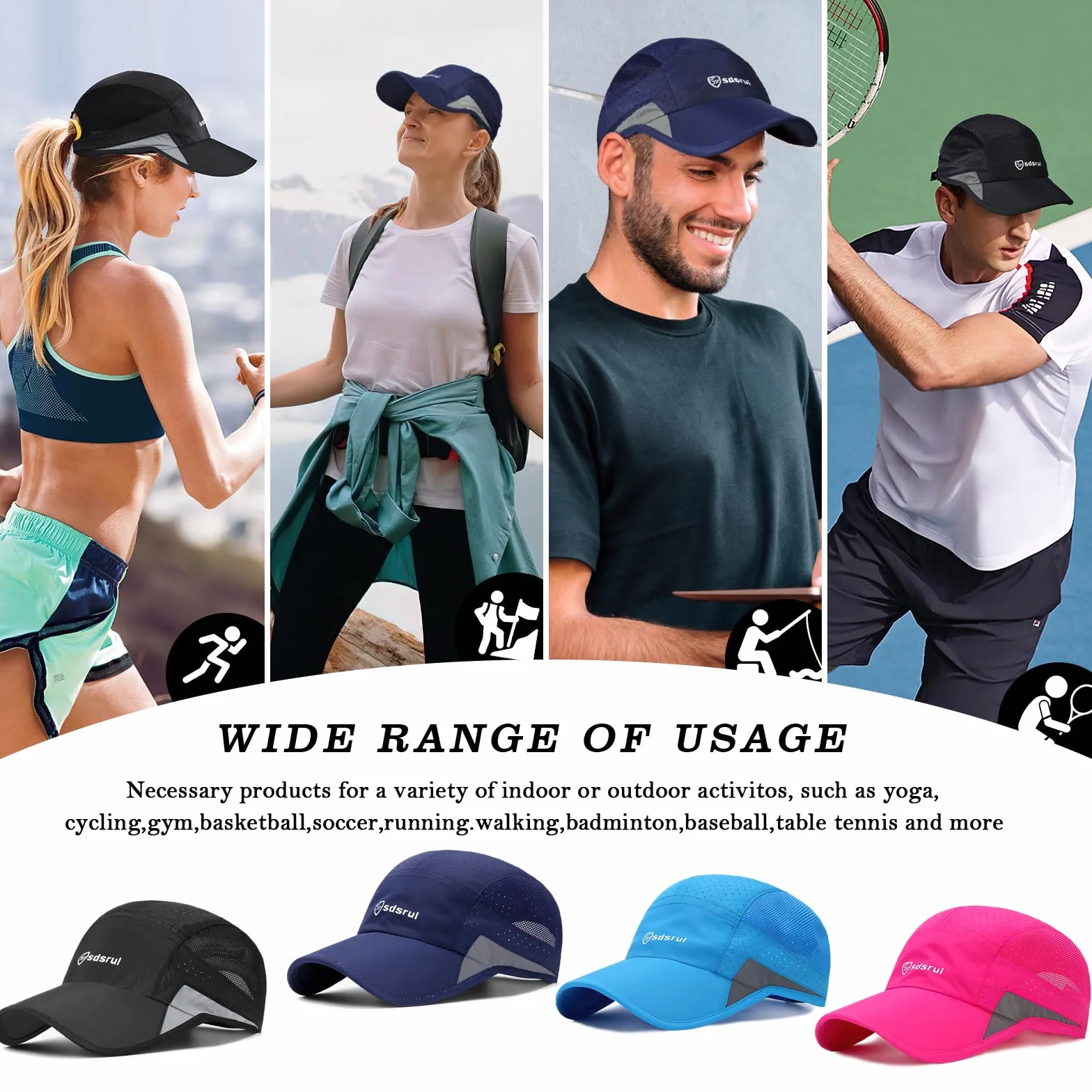 Casquette de Baseball Homme 2 Paquets Respirantes Légères Séchage Rapide Été Maille Réglable Sport Extérieur Course Golf Loisirs