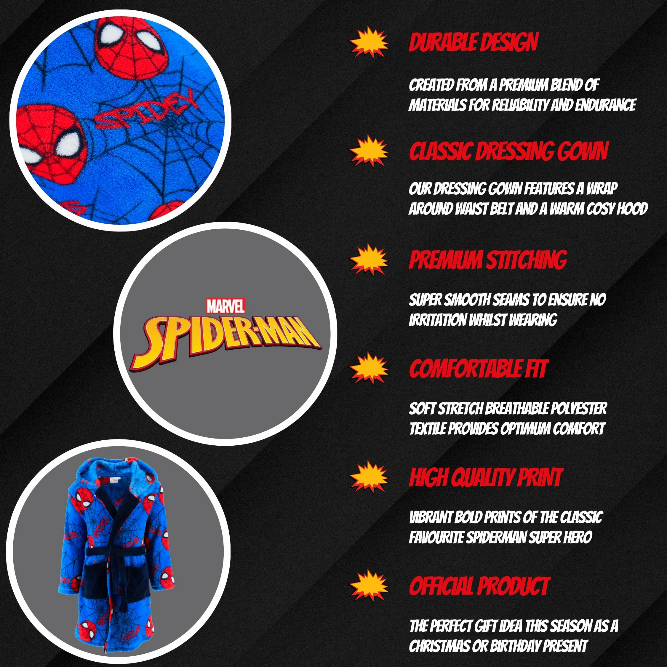 Spiderman Robe de Chambre Garçons Doux Maison Enfants Cadeau Taille 3 Ans Bleu