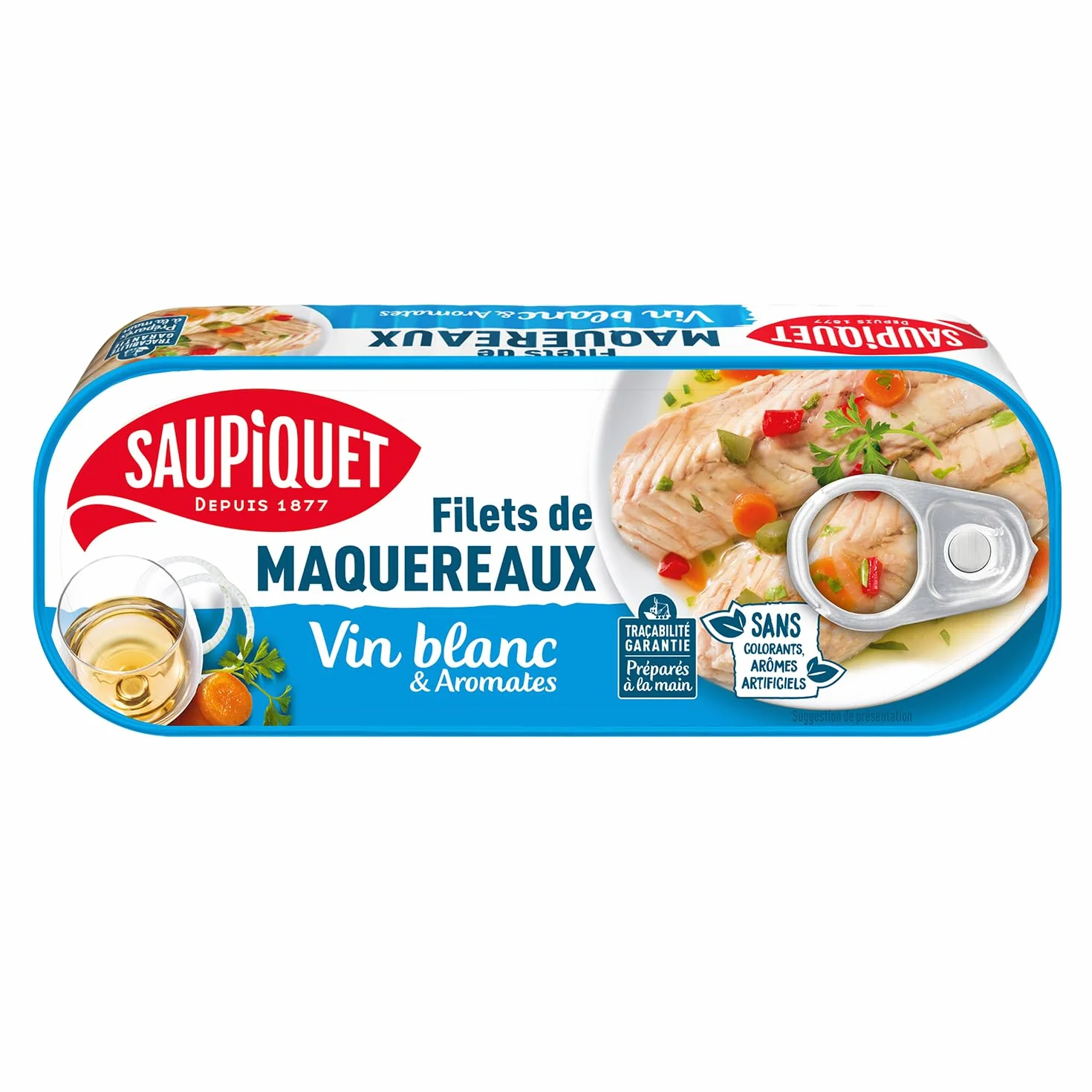 Saupiquet de Maquereaux au Vin Blanc et aux Aromates la Boîte 176g